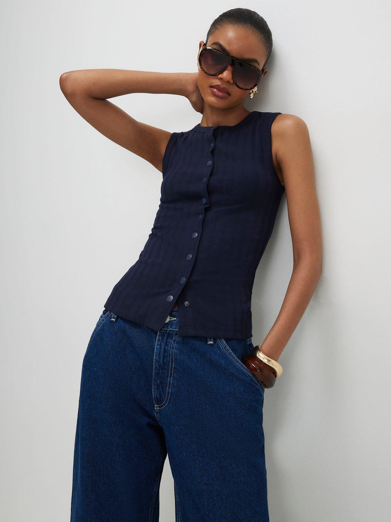 River Island Short Popper Tank - Blue