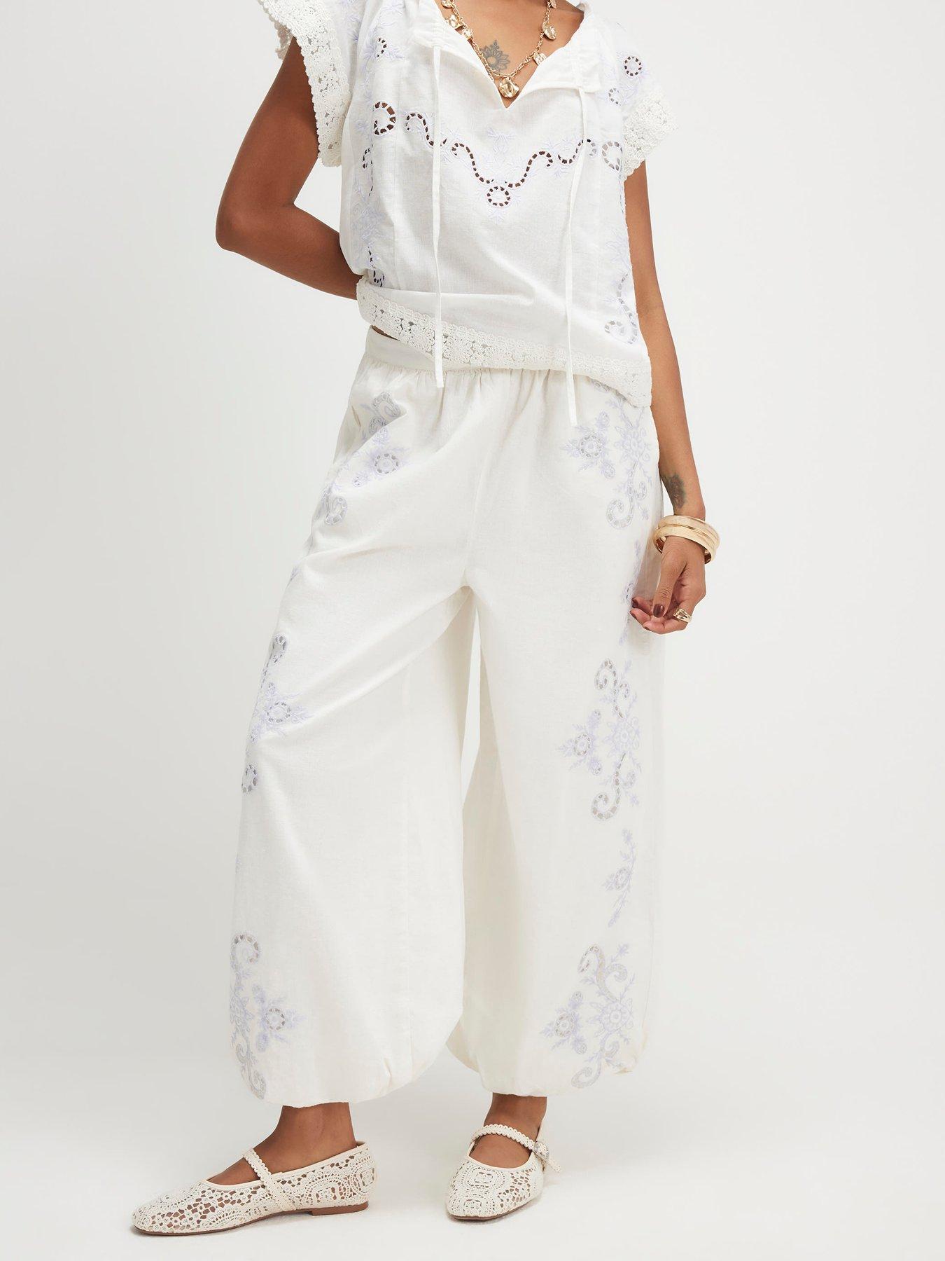 River Island Cutwork Hareem Trouser - White