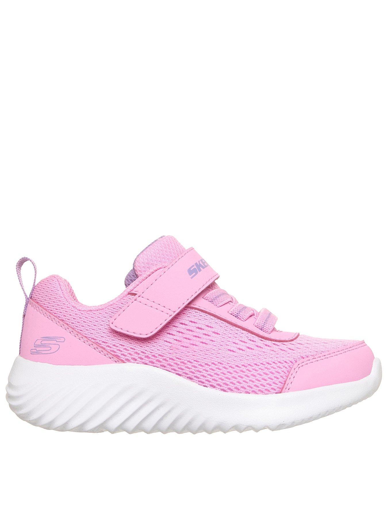 Skechers Girls' Bounder Sports Trainers with Hook-and-Loop Strap - Pink