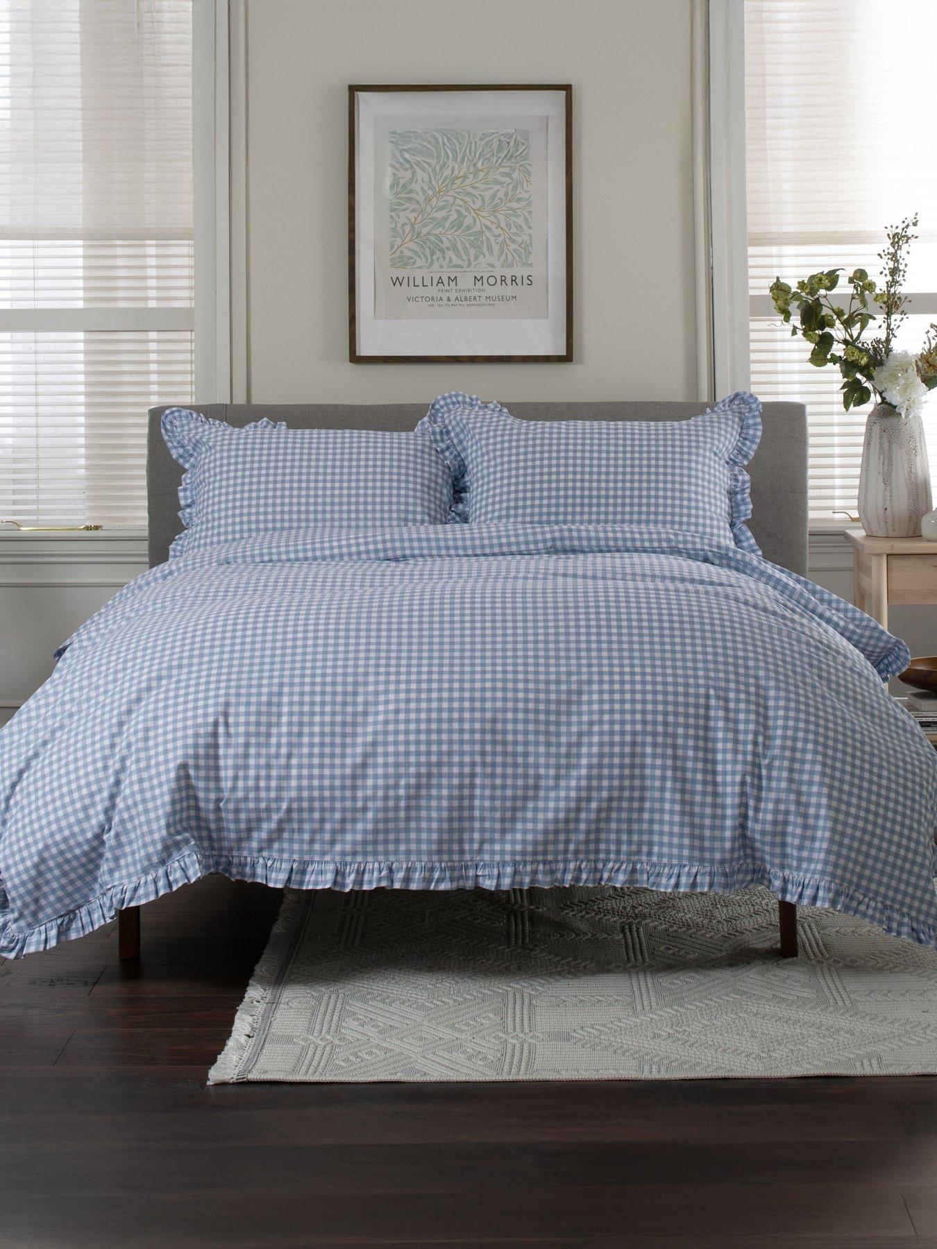  image of deyongs-tlc-gingham-frilled-duvet-set