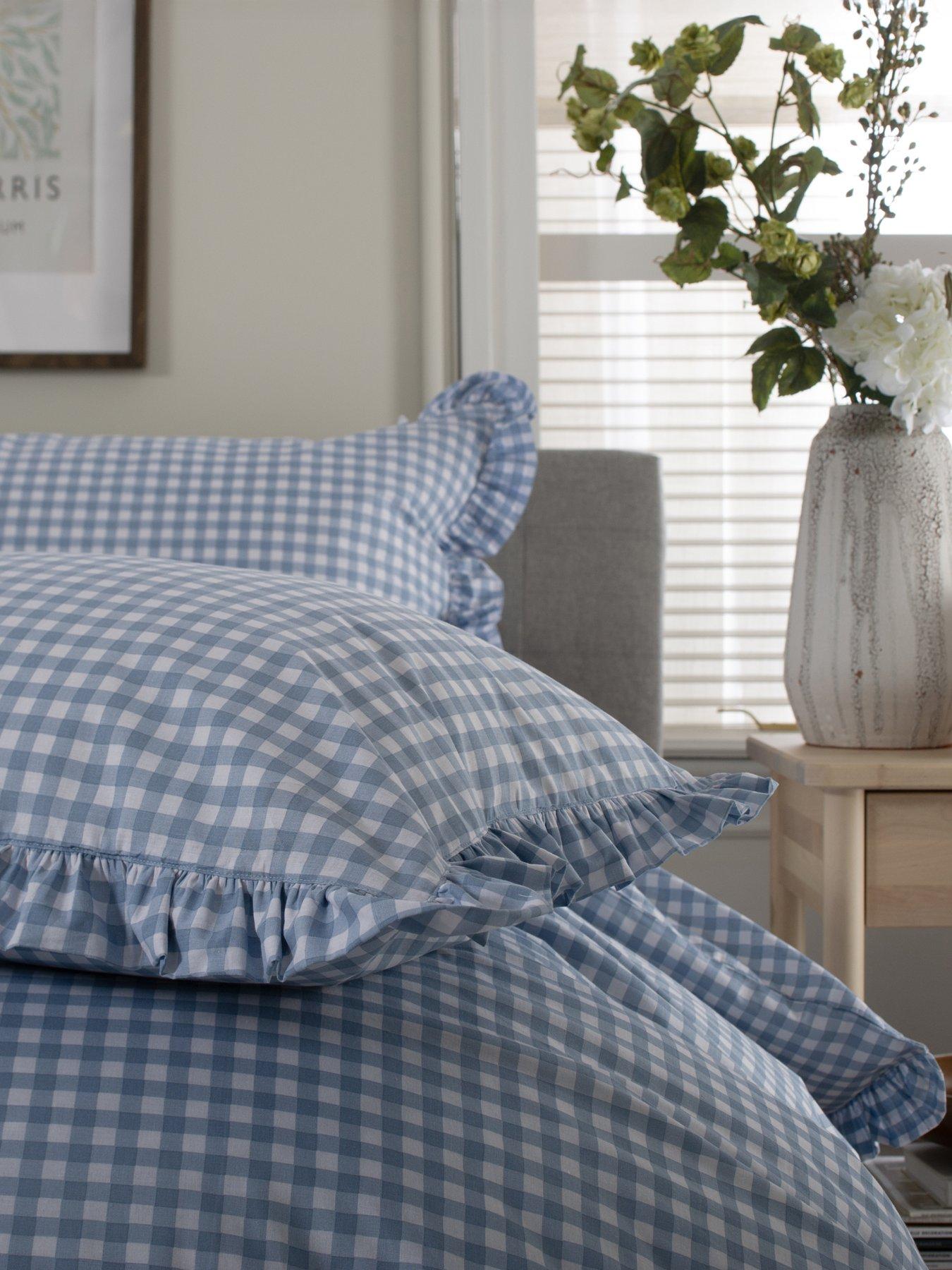  image of deyongs-tlc-gingham-frilled-duvet-set