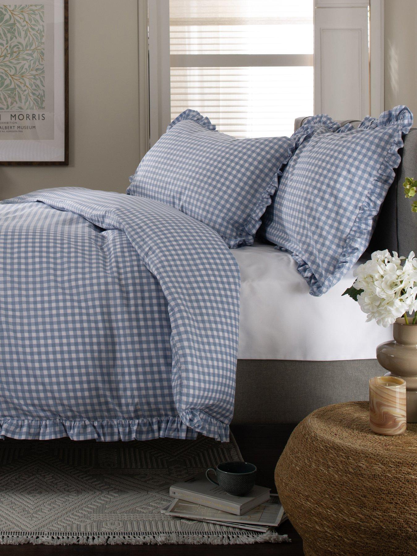  image of deyongs-tlc-gingham-frilled-duvet-set