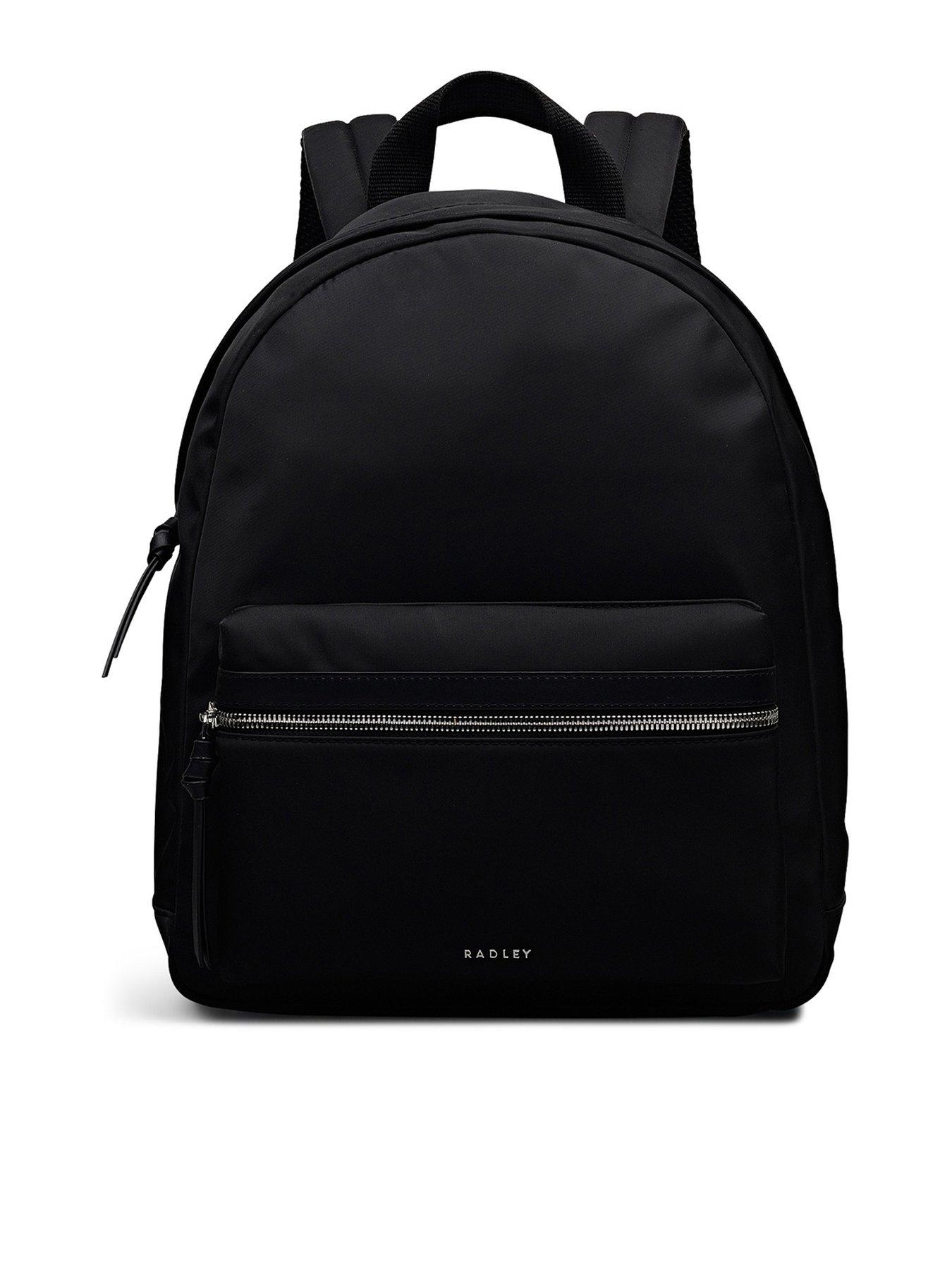front image of radley-halley-row-medium-ziptop-backpack-black