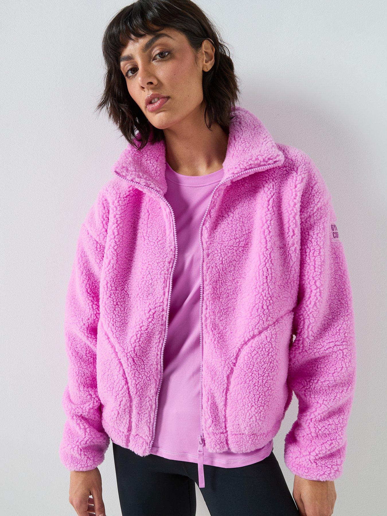 Gym + Coffee Womens Training Industry Fleece High Collar Jacket - Pink