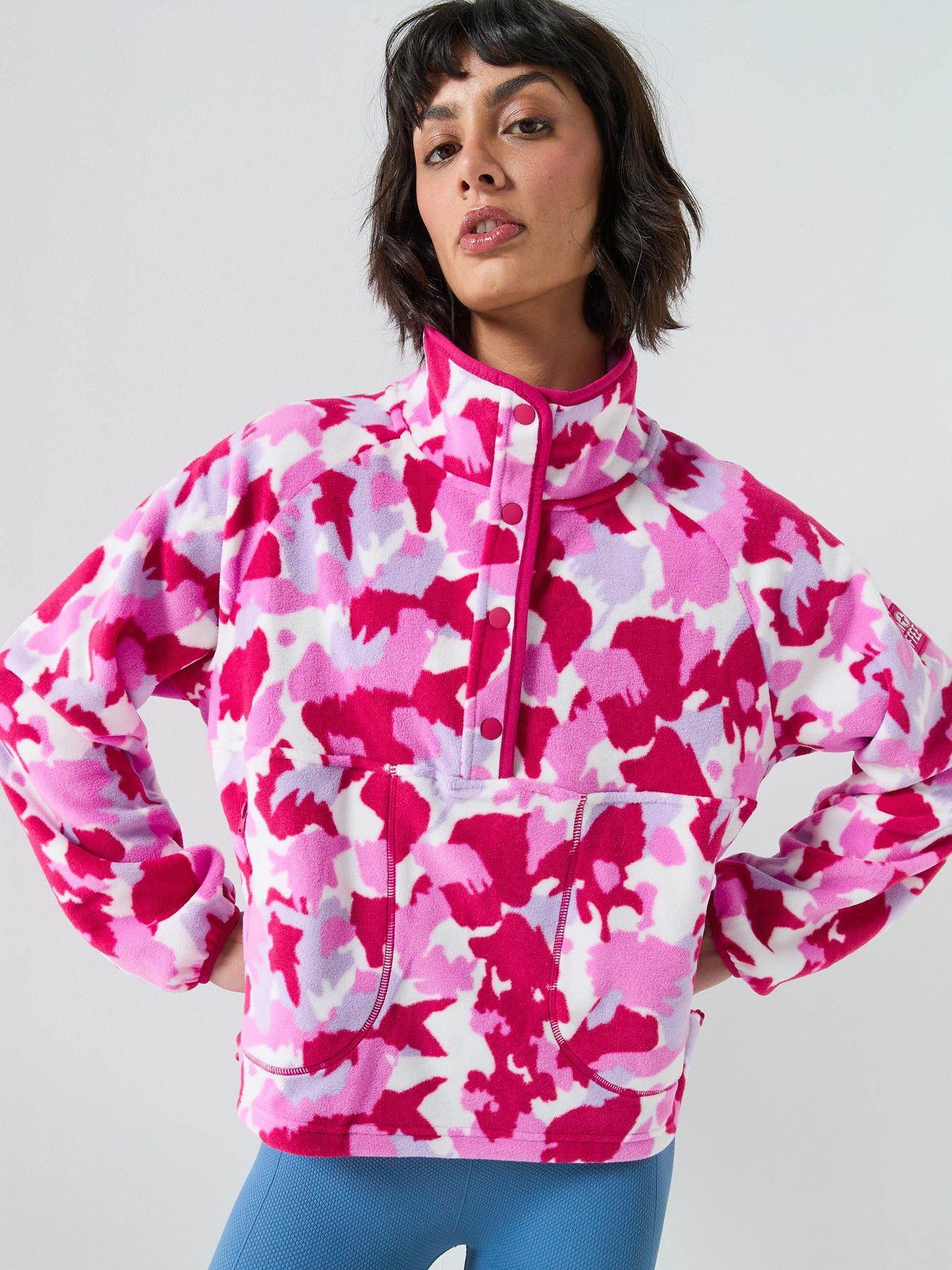 Gym + Coffee Womens Training Snap Polar Fleece - Pink