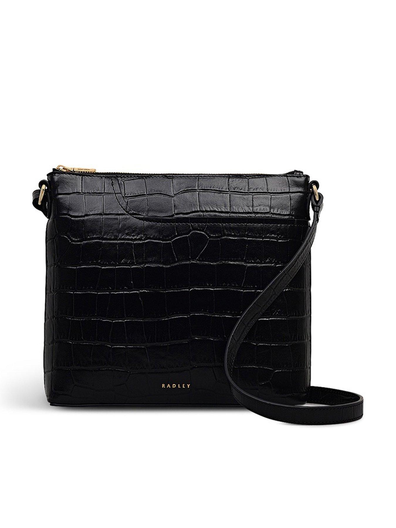 Radley Faux Croc Small Ziptop Pockets Cross Body Bag - Black