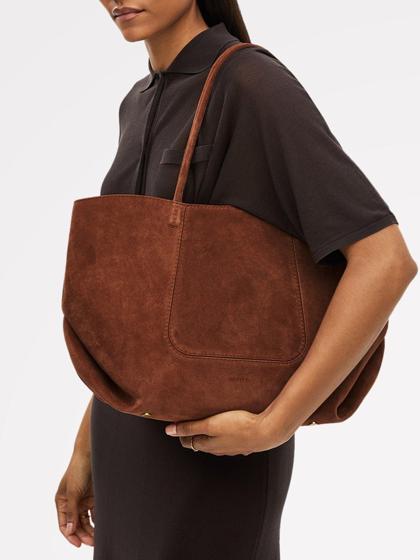 Image 2 of 6 of Radley The Compton - Suede Medium Ziptop Shoulder Russet