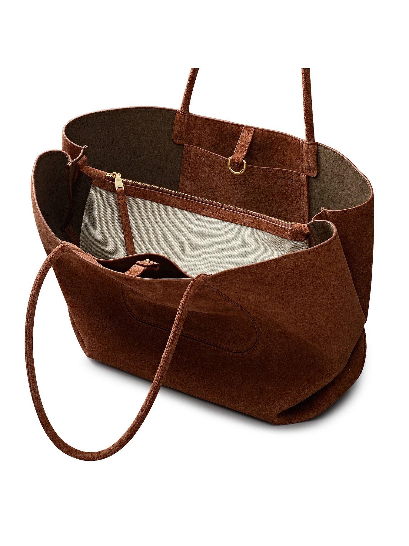 Image 4 of 6 of Radley The Compton - Suede Medium Ziptop Shoulder Russet