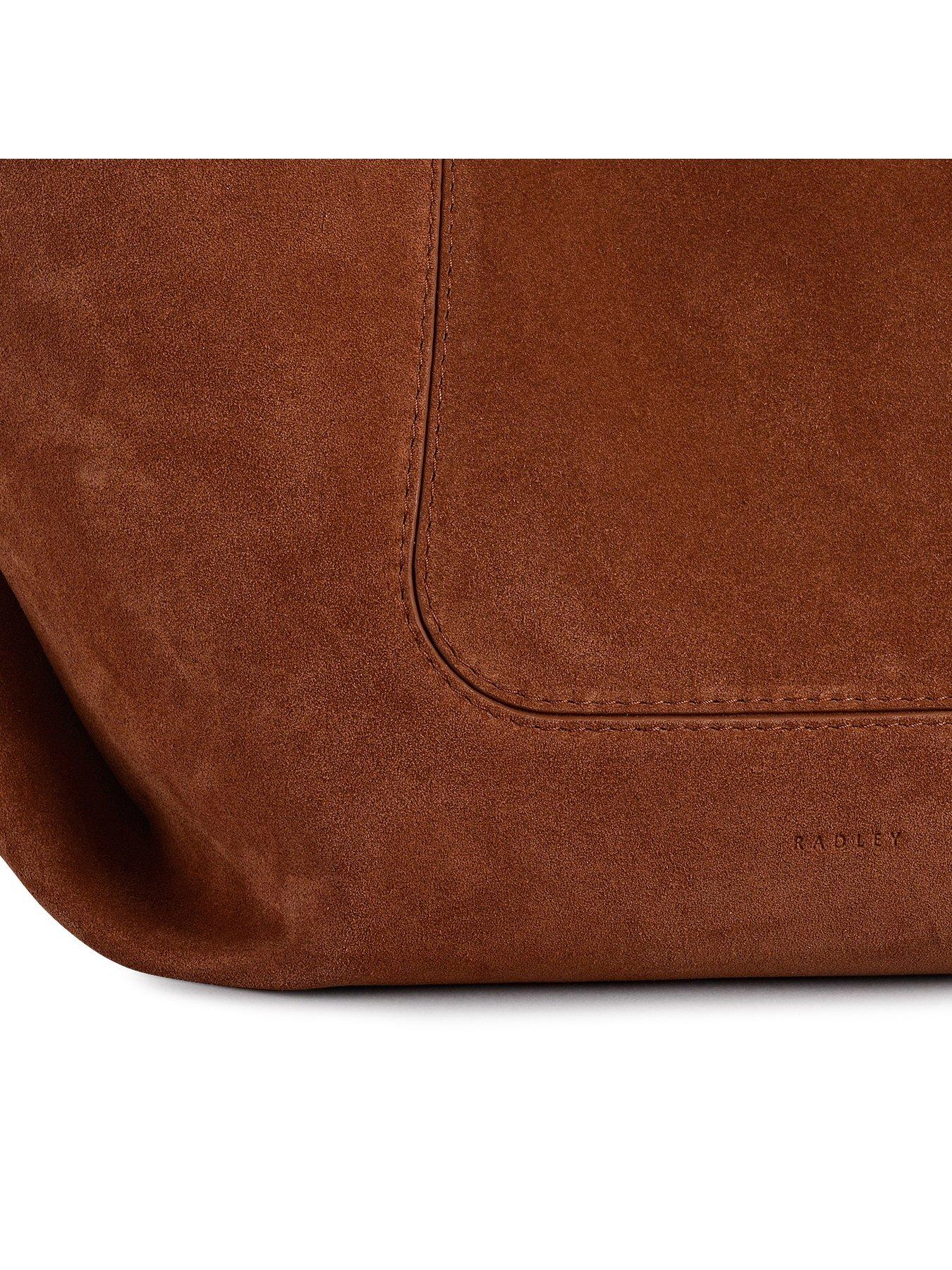 Image 6 of 6 of Radley The Compton - Suede Medium Ziptop Shoulder Russet