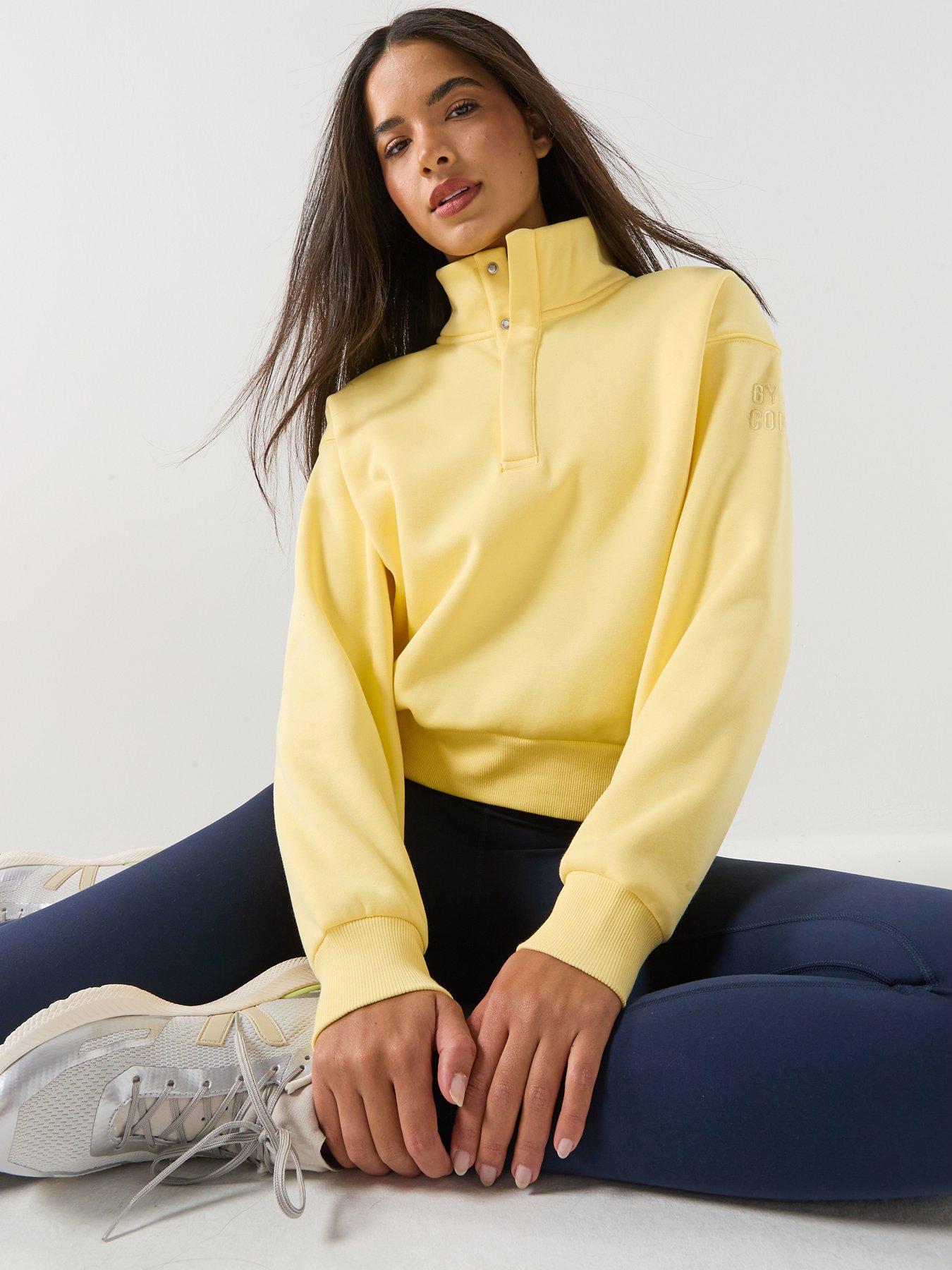 Gym + Coffee Womens Training Urban Snap Collar Sweatshirt - Yellow