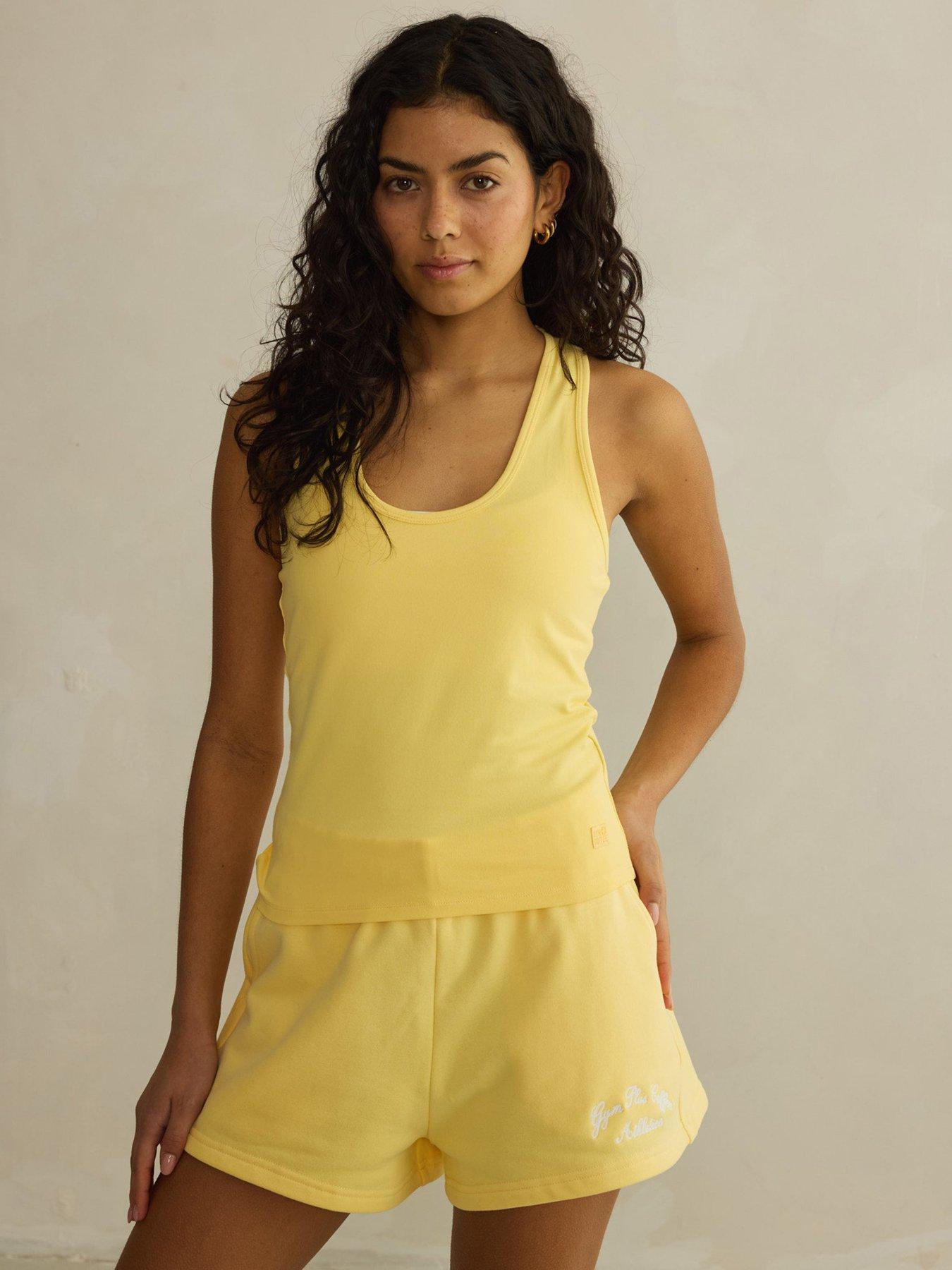 Gym + Coffee Womens Training Urban Cotton Shorts - Yellow