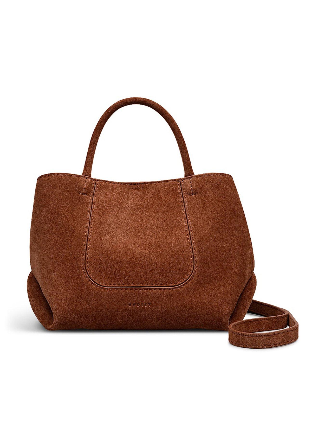 front image of radley-the-compton-suede-small-ziptop-grab-russet