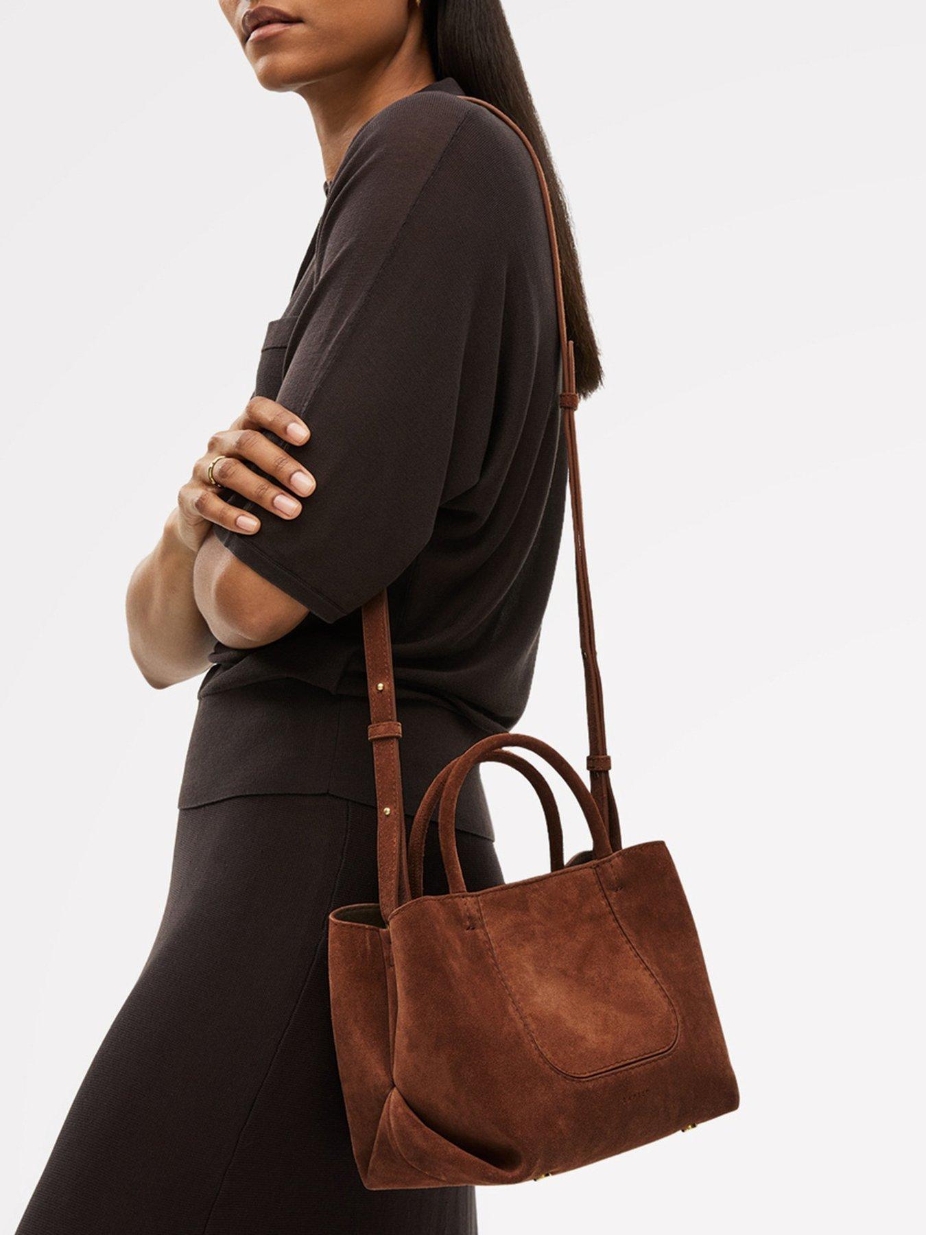  image of radley-the-compton-suede-small-ziptop-grab-russet