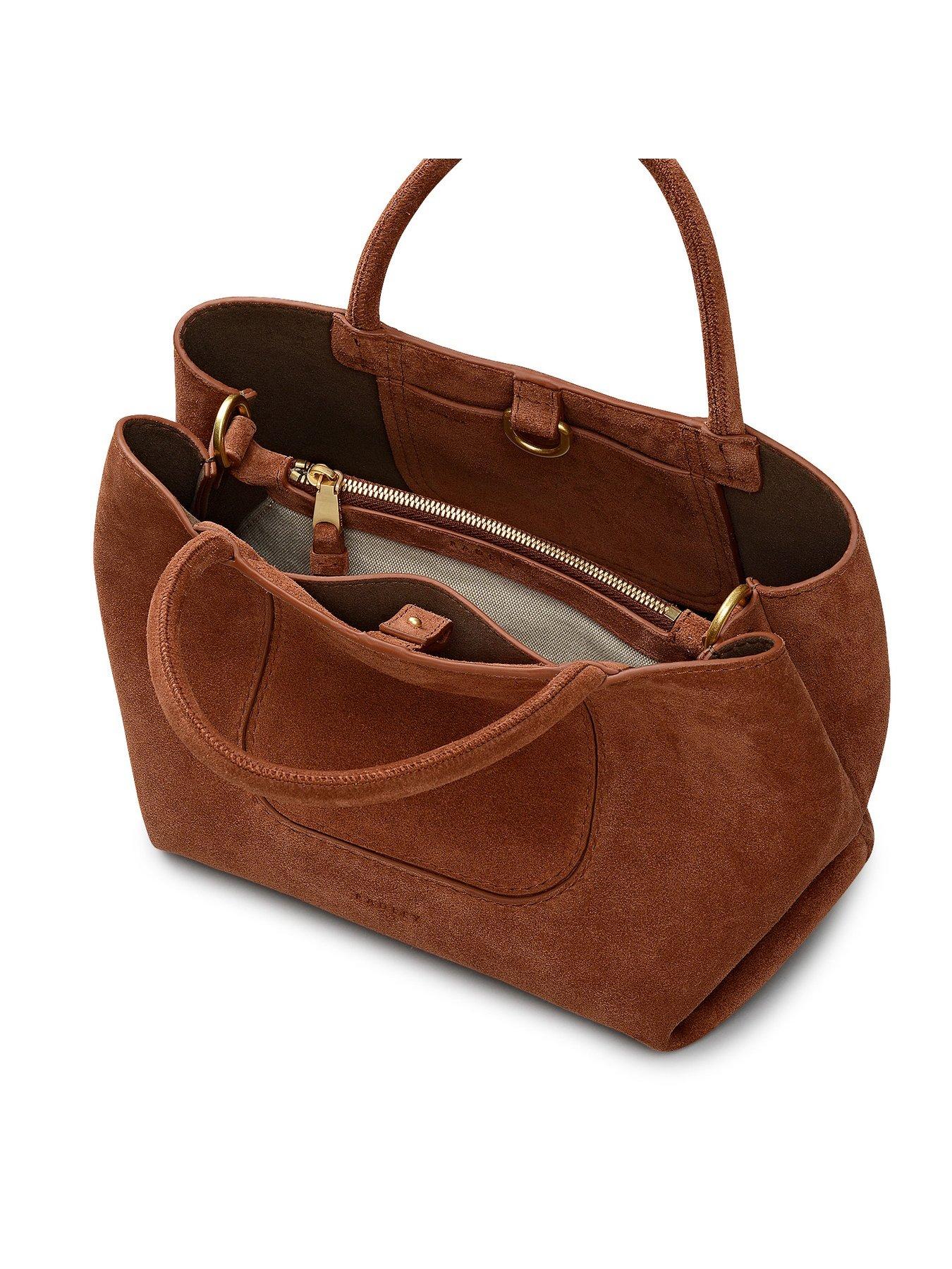  image of radley-the-compton-suede-small-ziptop-grab-russet