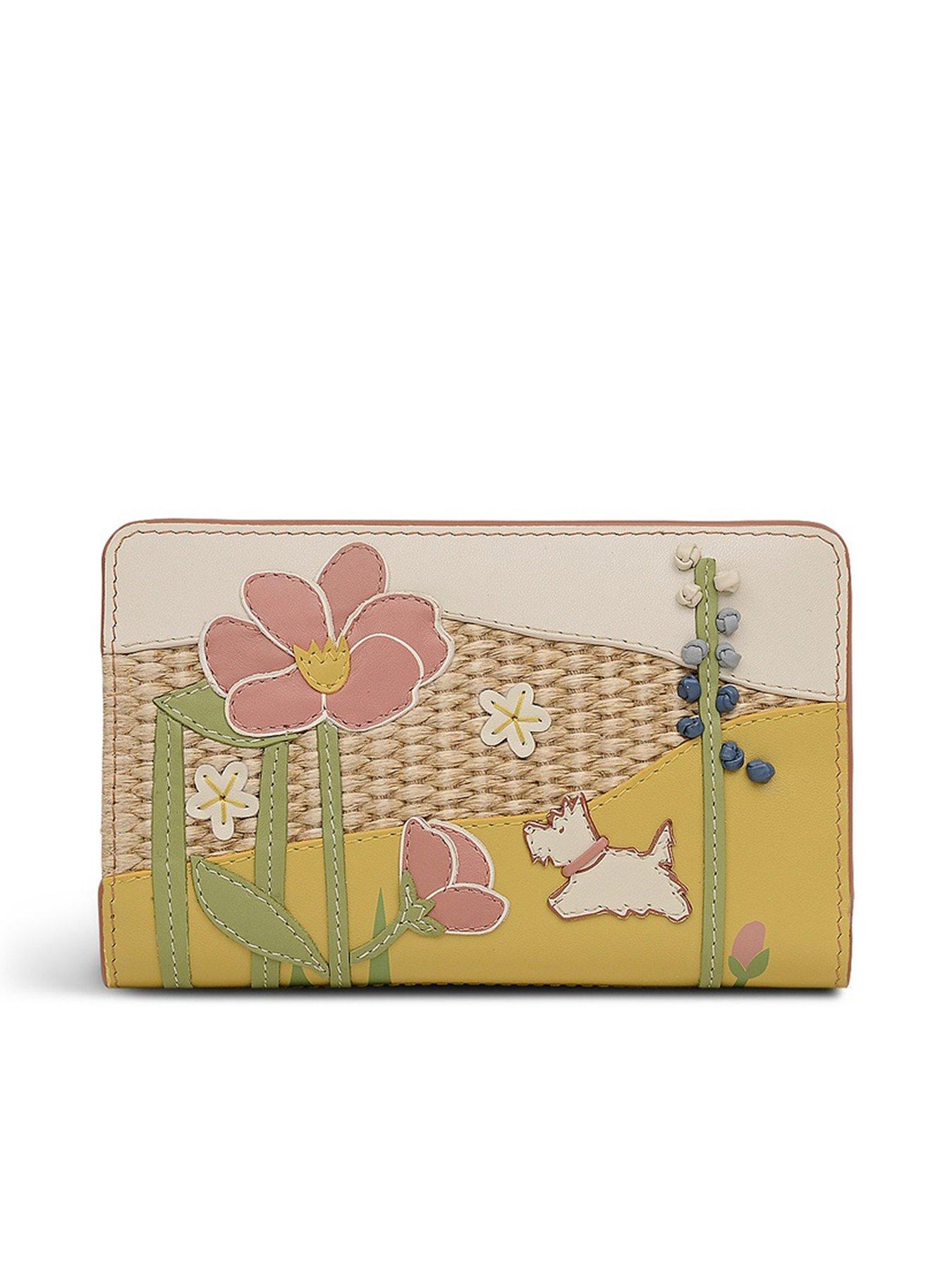 front image of radley-spring-blooms-medium-bifold-purse-salt-beige