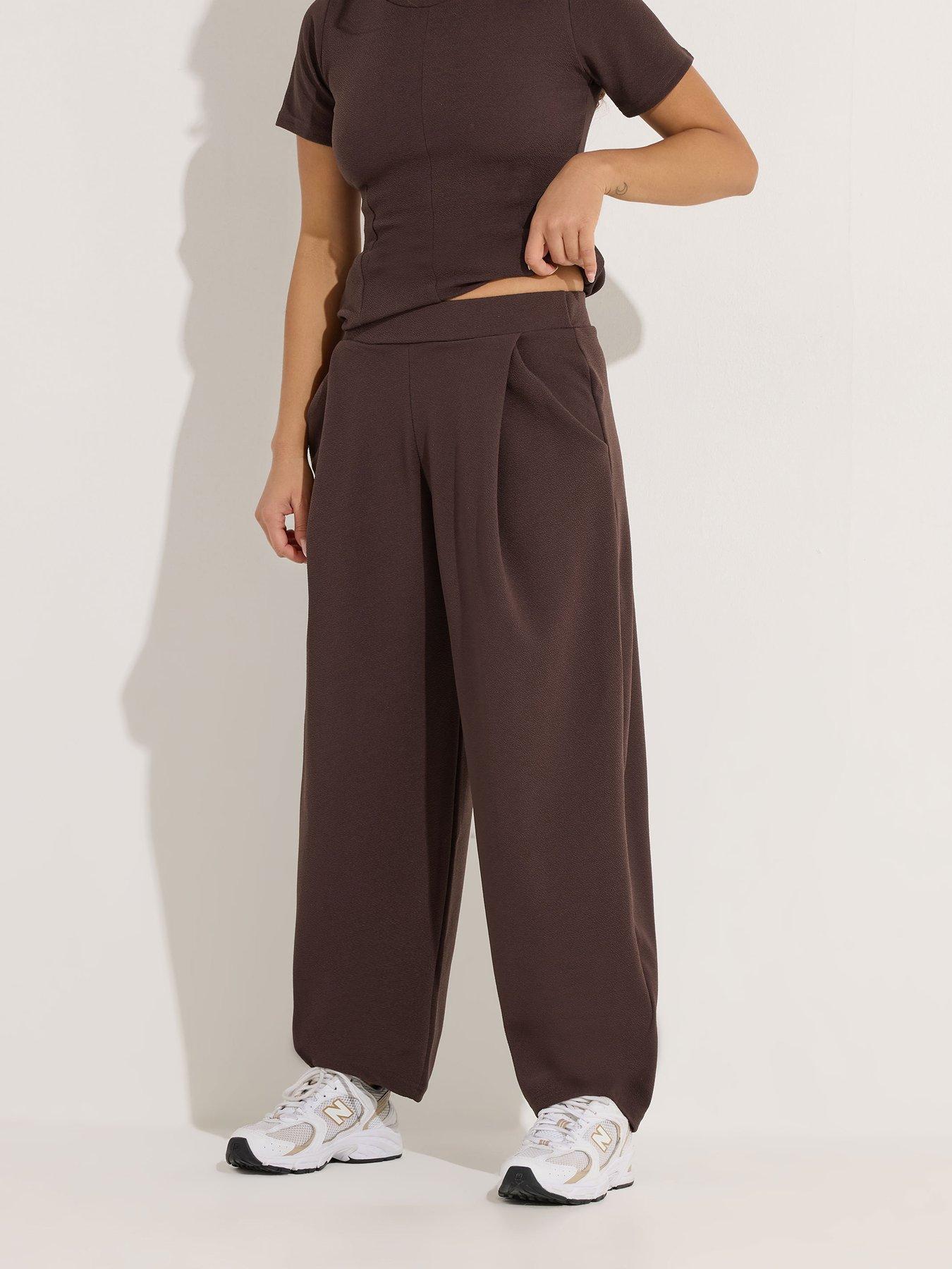  image of pixiegirl-petite-barrel-trousers-brown