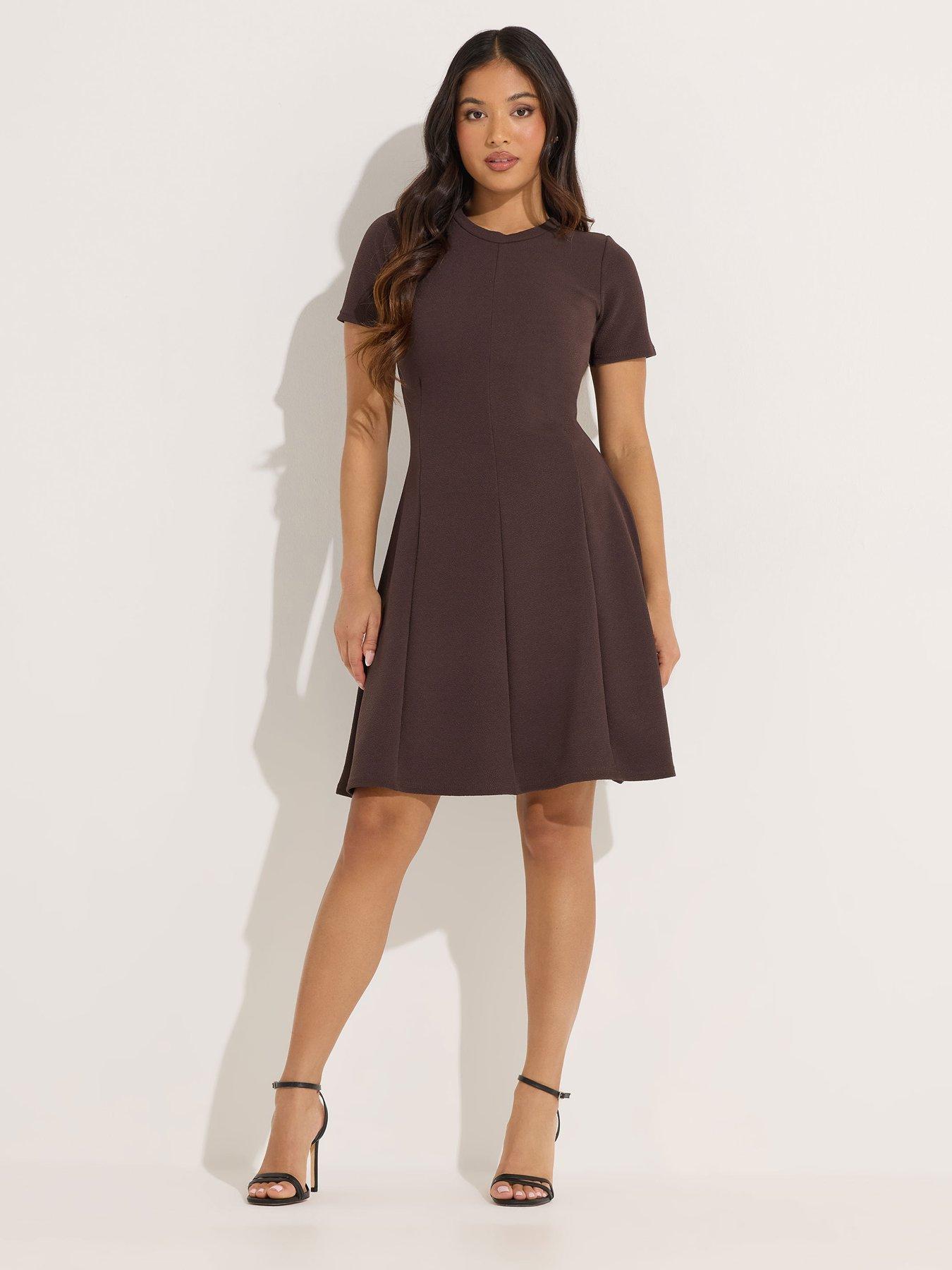 pixiegirl-petite-waist-textured-dress-brown