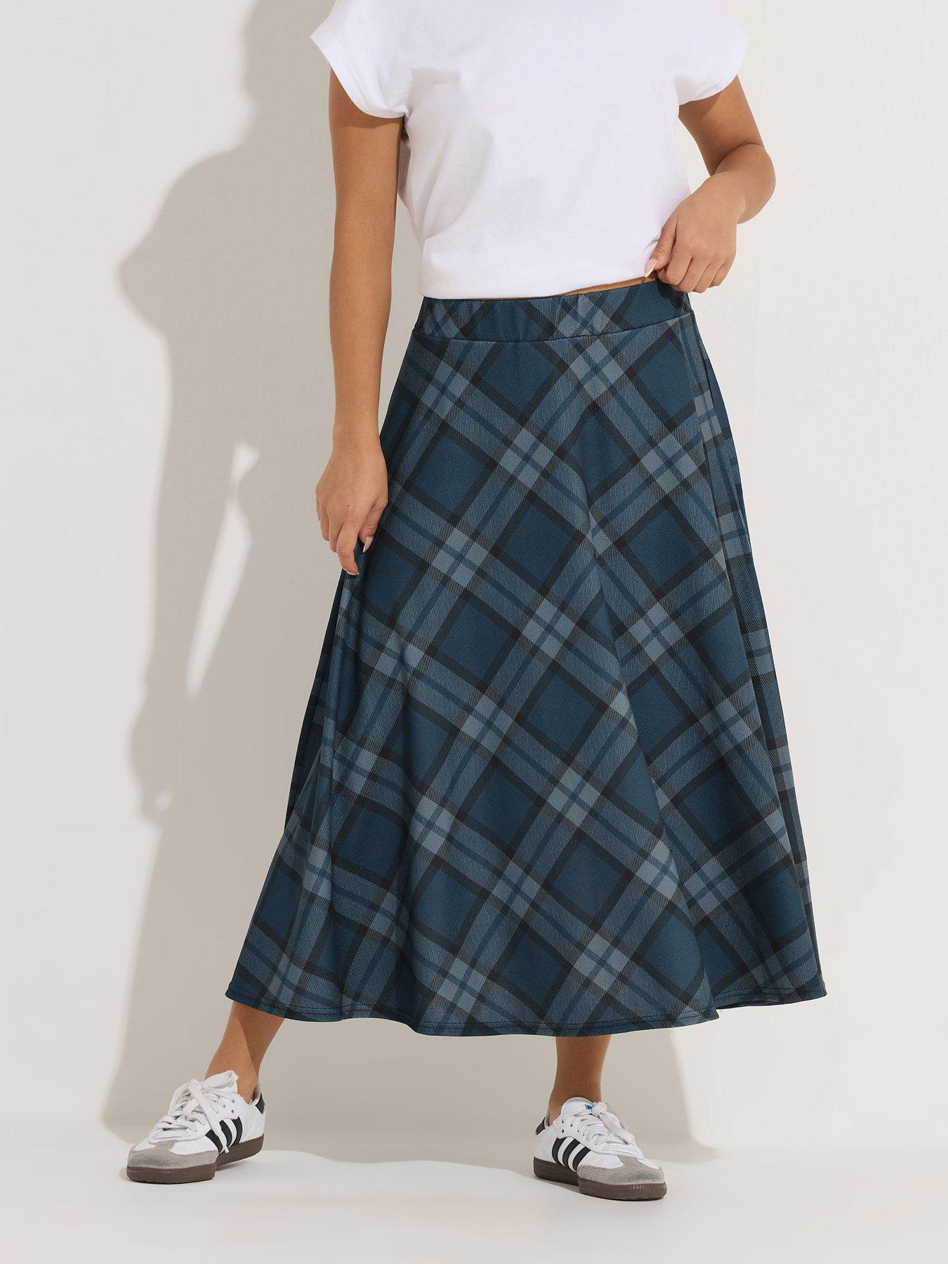 pixiegirl-petite-check-midaxi-skirt-green