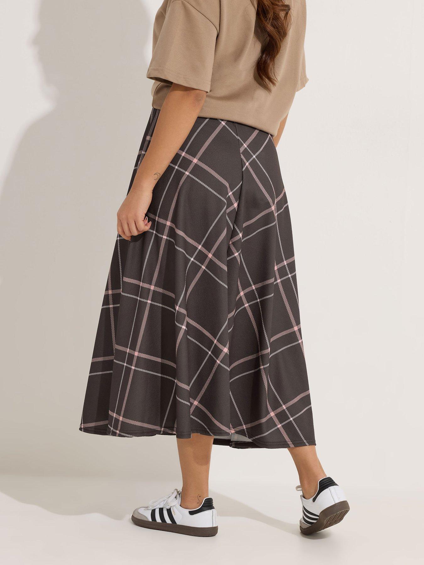  image of pixiegirl-petite-check-midaxi-skirt