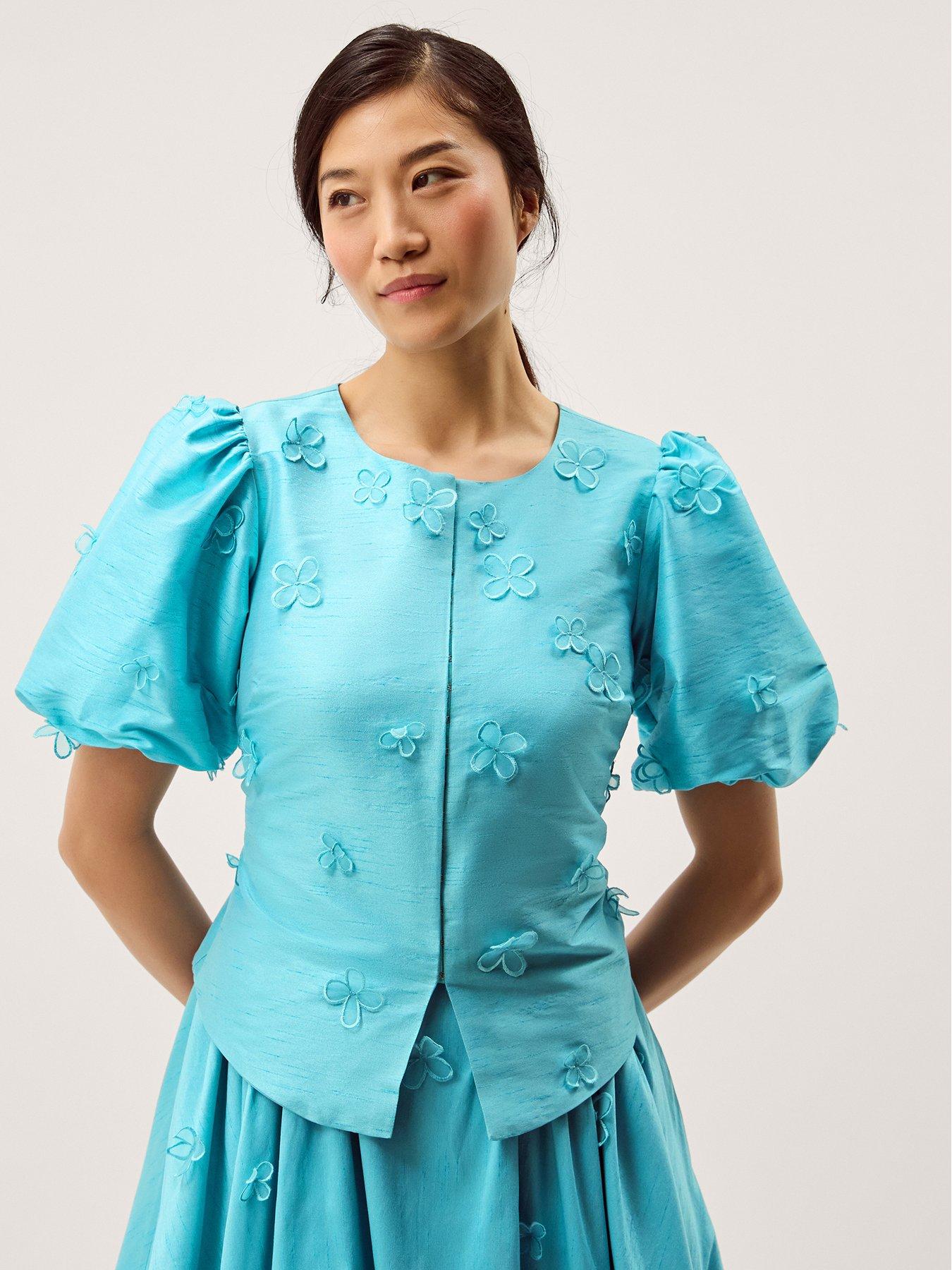  image of monsoon-odette-peplum-jacket-blue