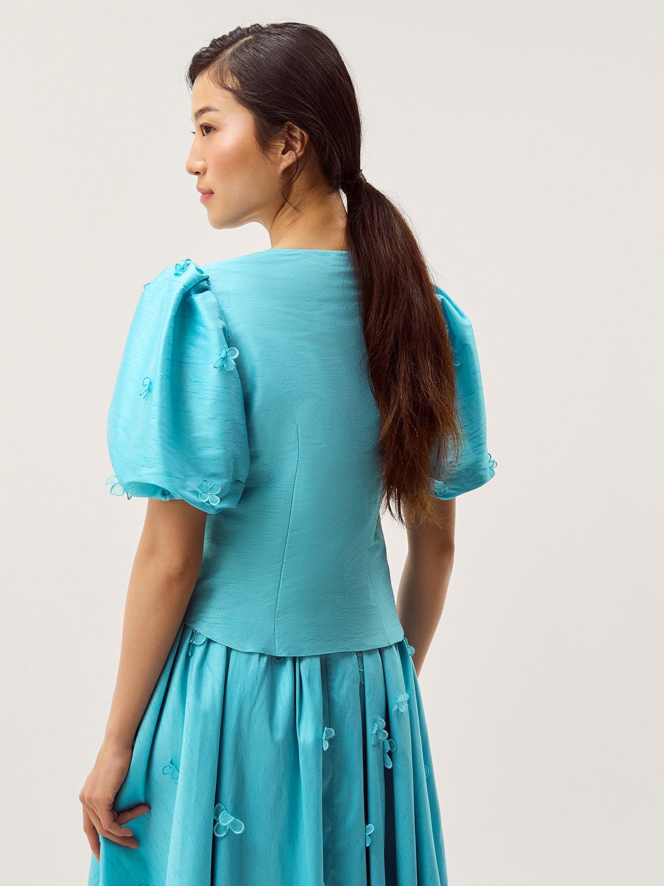  image of monsoon-odette-peplum-jacket-blue