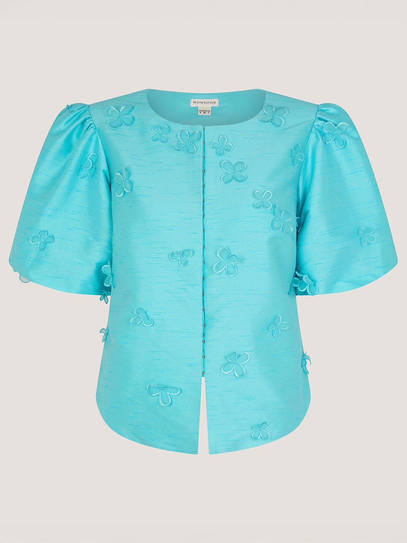  image of monsoon-odette-peplum-jacket-blue