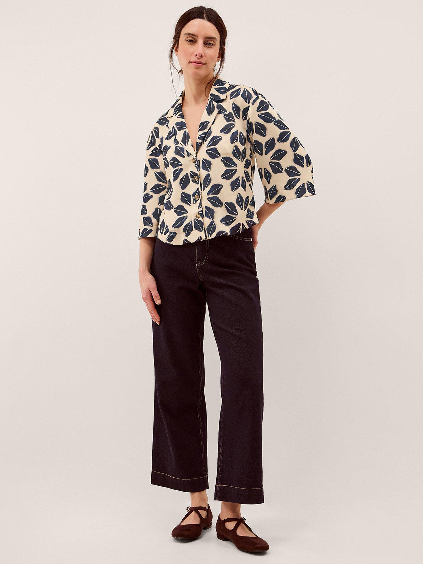  image of monsoon-ellison-print-top-blue