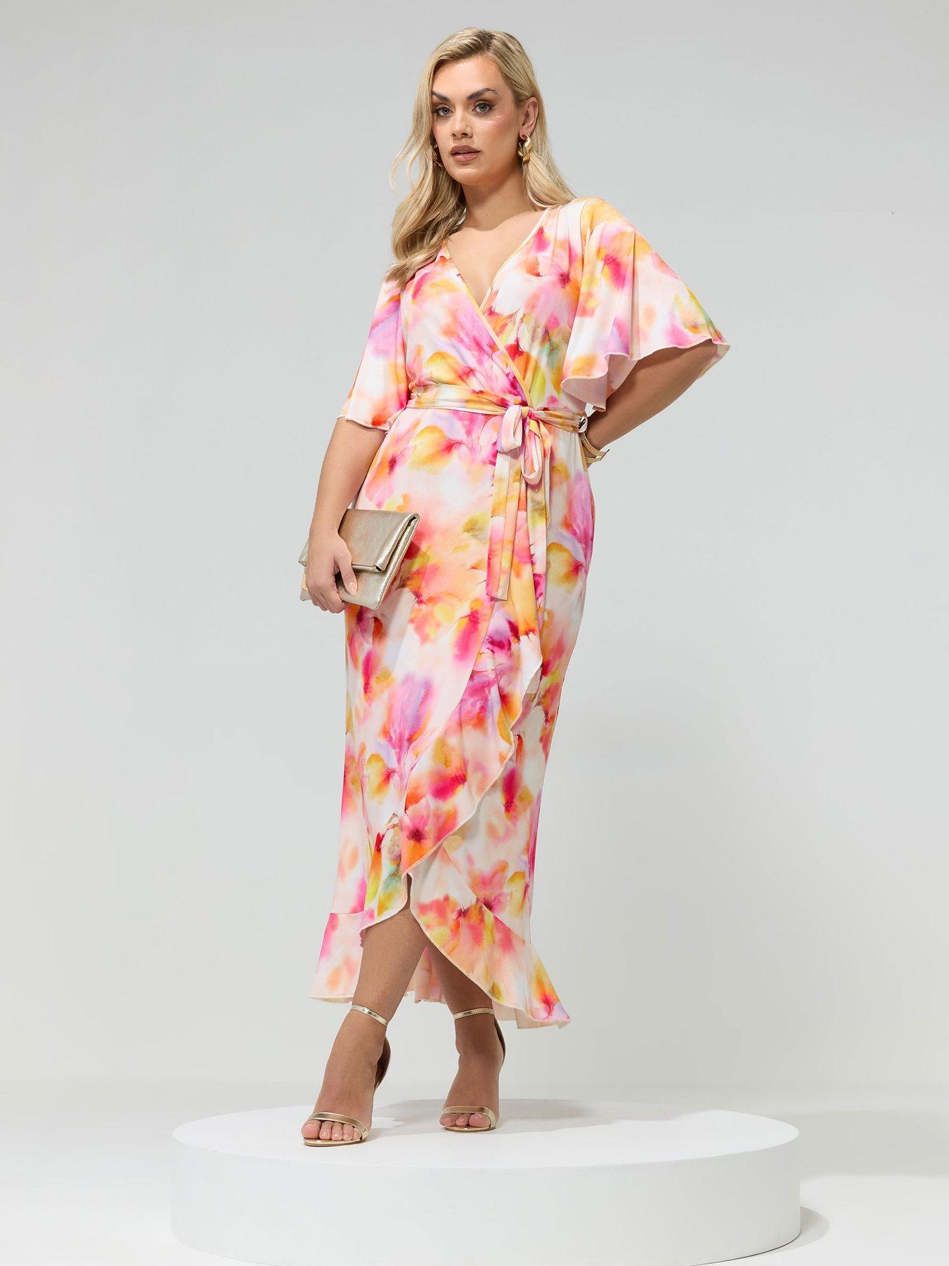 yours-curve-blur-wrap-ruffle-dress-yellow
