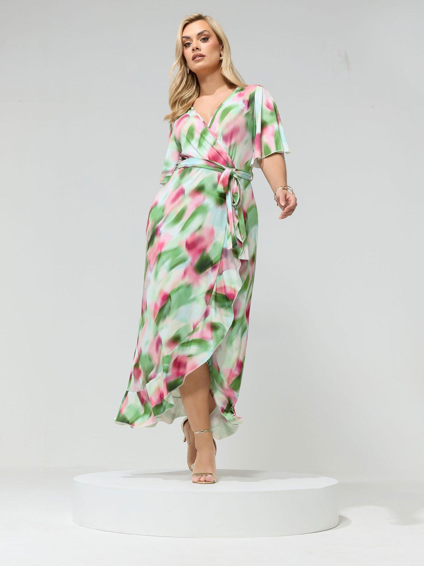  image of yours-curve-blur-wrap-ruffle-dress