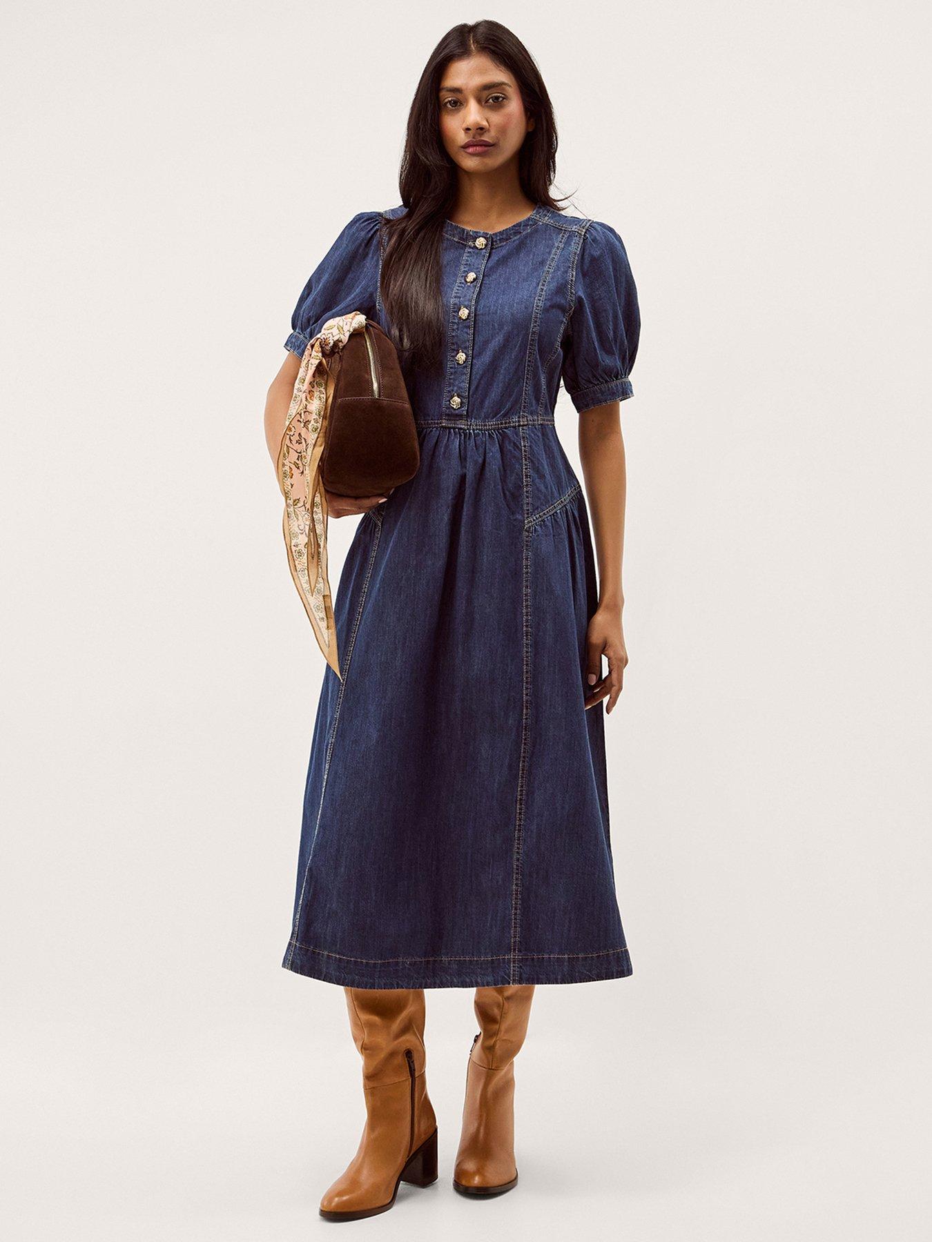 Image 3 of 5 of Monsoon Eliza Denim Dress - Blue