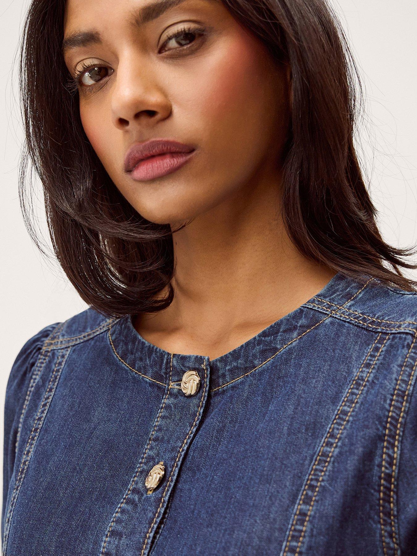 Image 4 of 5 of Monsoon Eliza Denim Dress - Blue