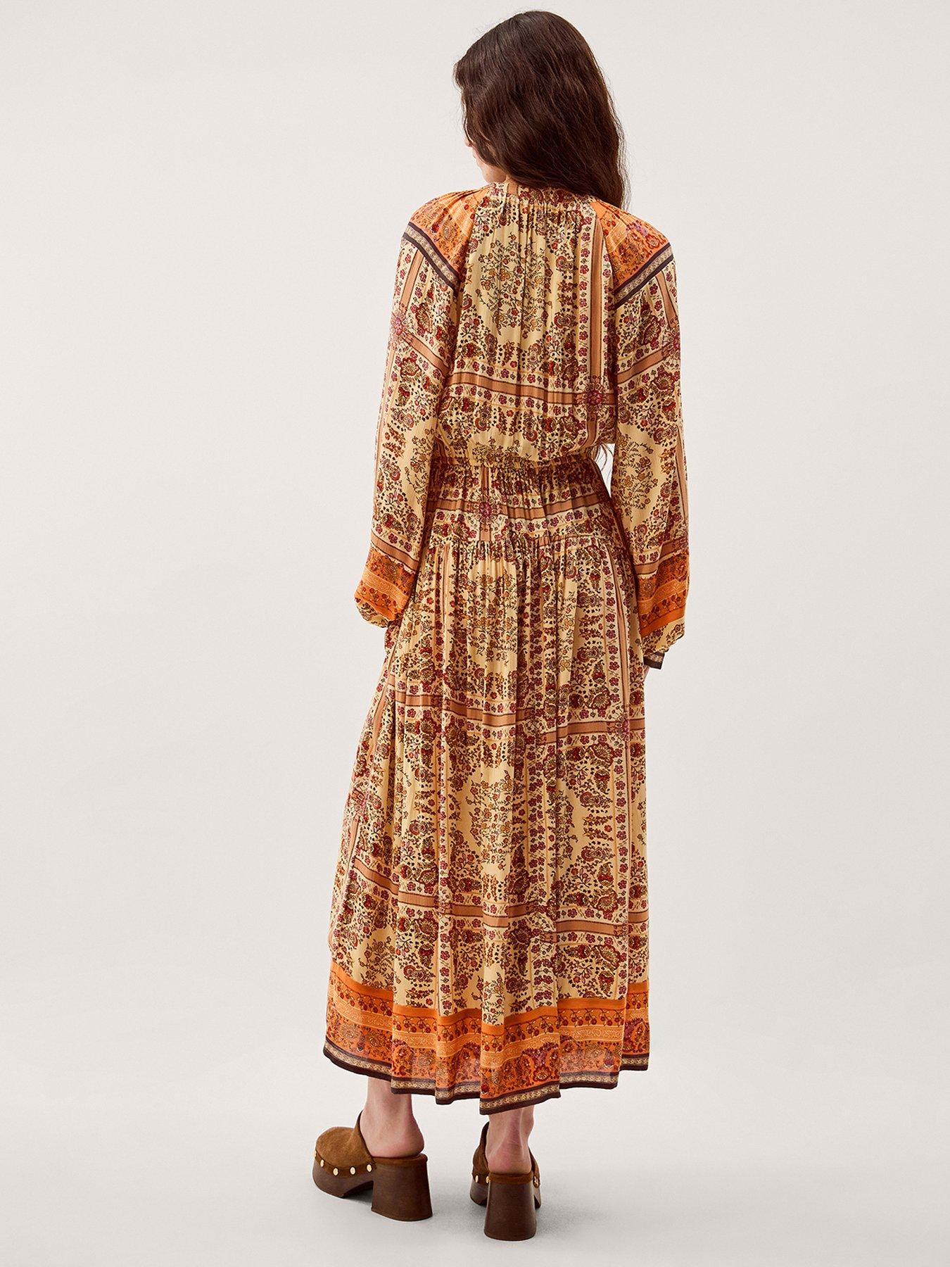 stillFront image of monsoon-ines-print-midi-dress-stone