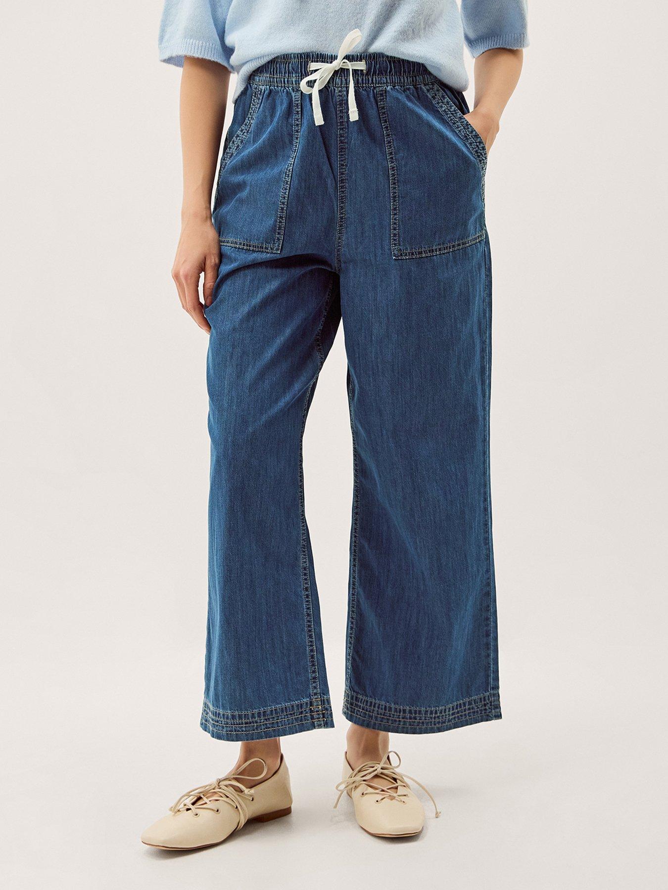 Monsoon Heidi Drawstring Wide Leg Jeans - Blue