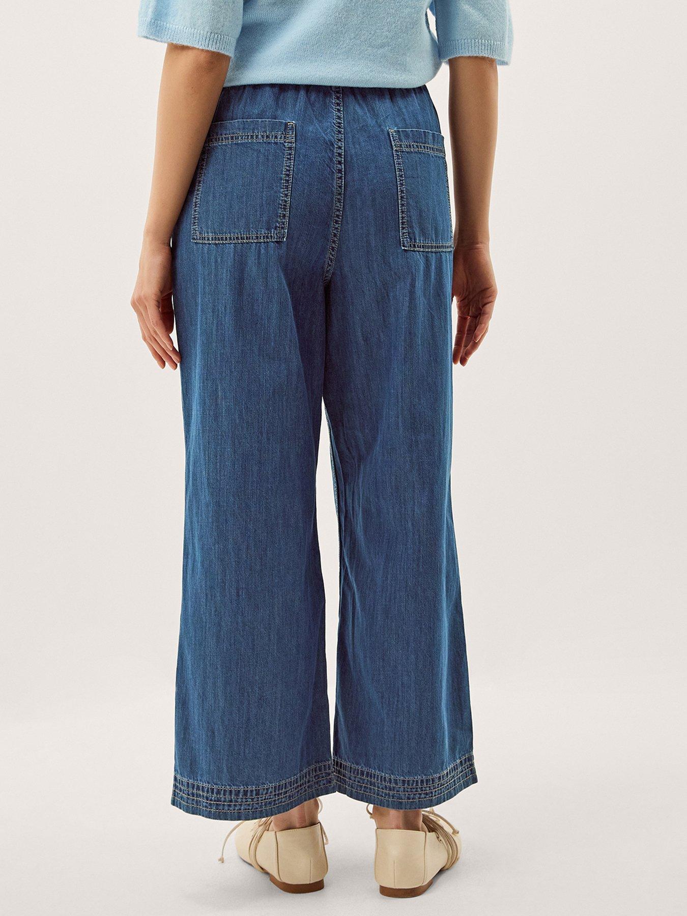  image of monsoon-heidi-drawstring-wide-leg-jeans-blue