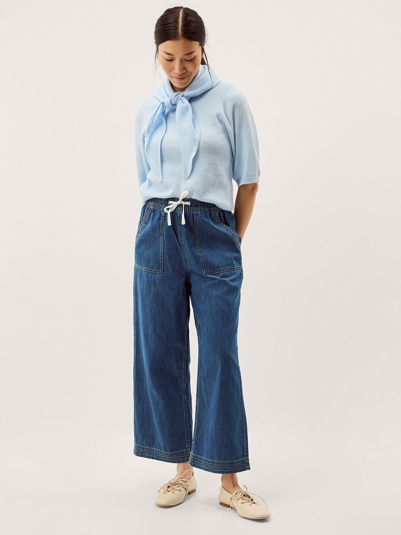  image of monsoon-heidi-drawstring-wide-leg-jeans-blue