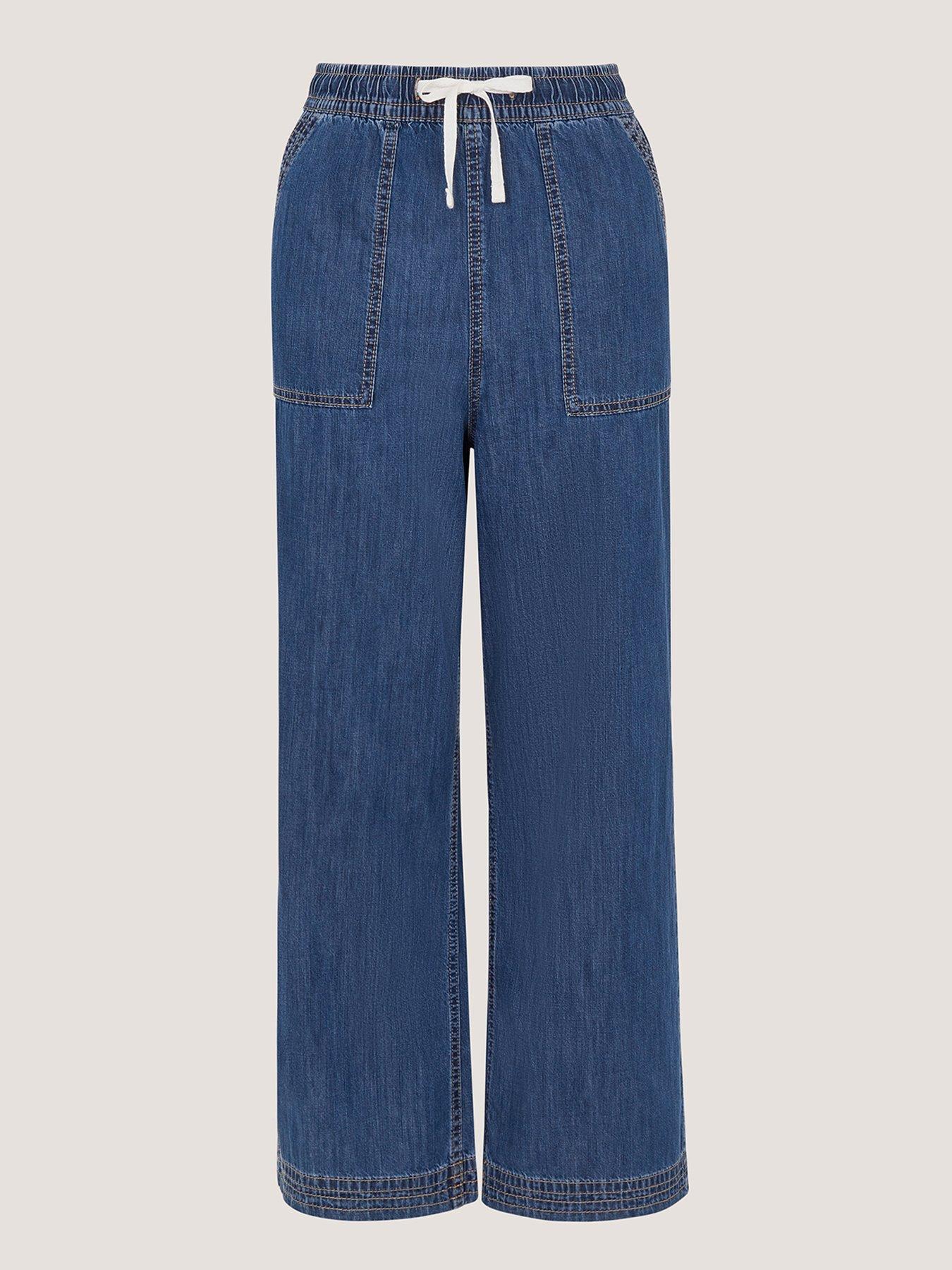 image of monsoon-heidi-drawstring-wide-leg-jeans-blue