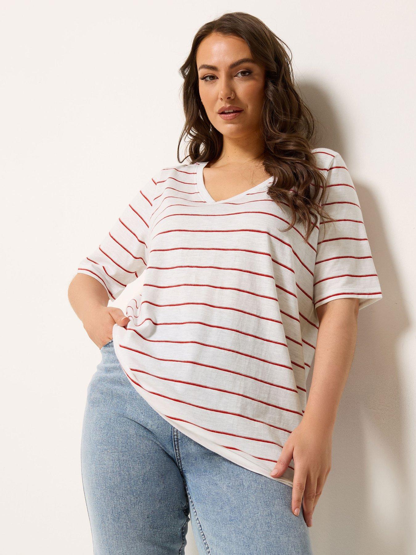 yours-curve-v-neck-stripe-t-shirt-white