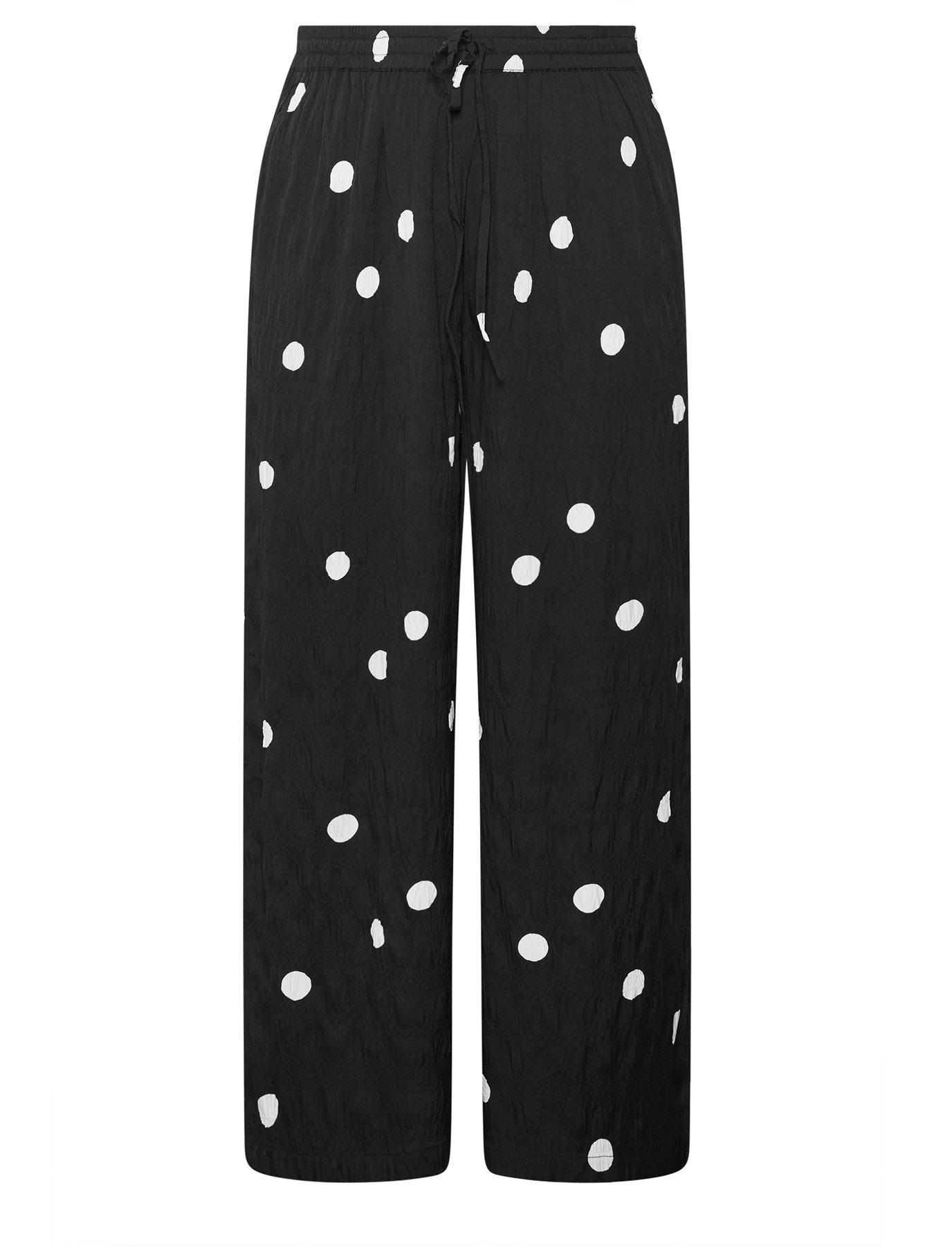 Image 5 of 5 of Yours Curve Woven Polka Dot Printed Trousers - Black