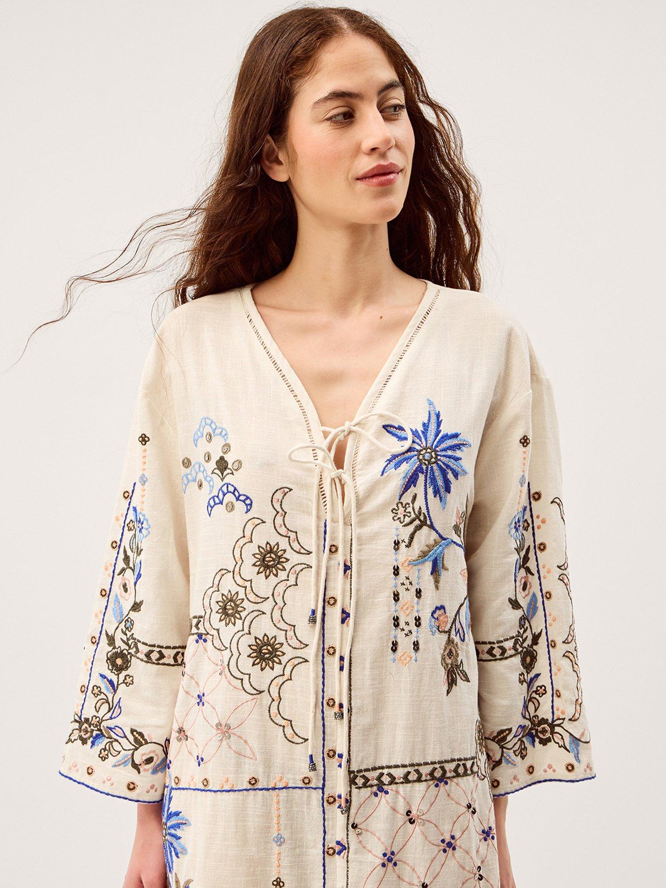  image of monsoon-julie-kaftan-white