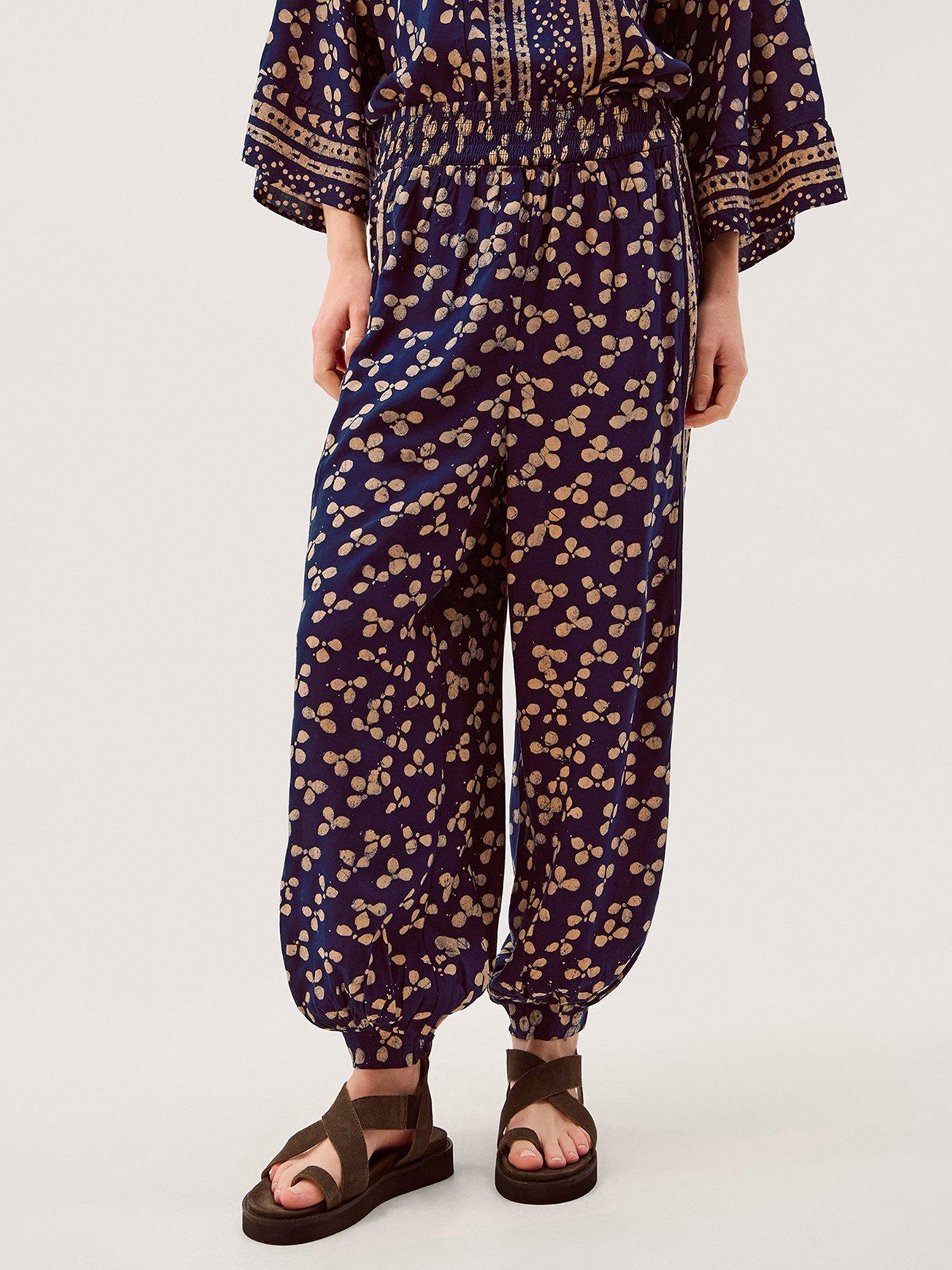 front image of monsoon-clover-harem-trousers-blue