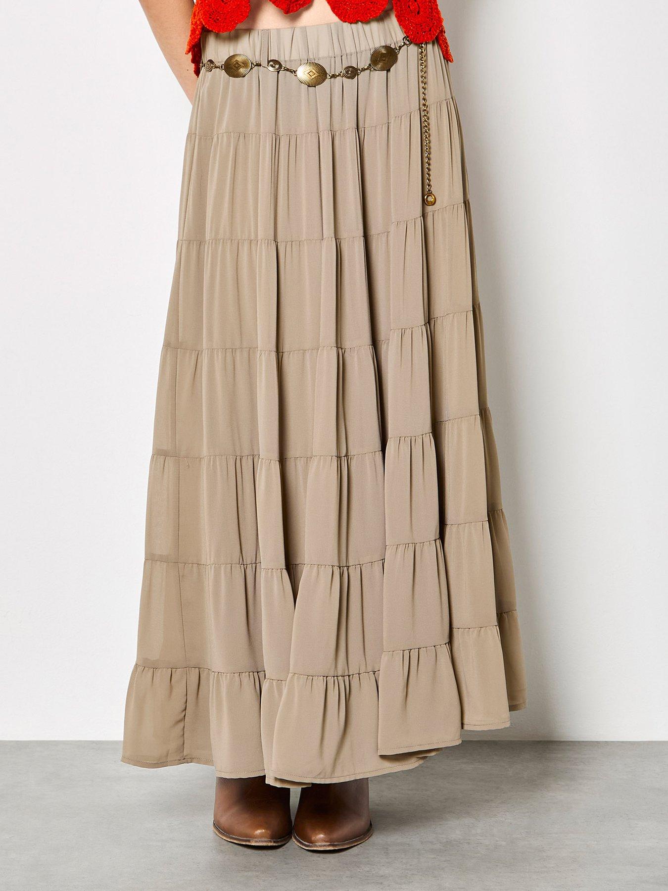 Apricot Apricot Multi Tiered Skirt With Belt