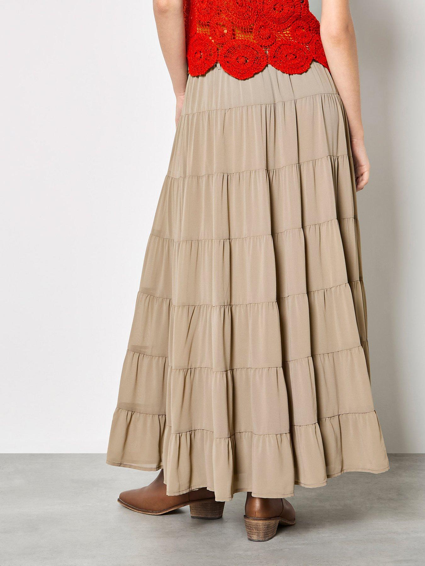 Image 2 of 5 of Apricot Multi Tiered Skirt With Belt