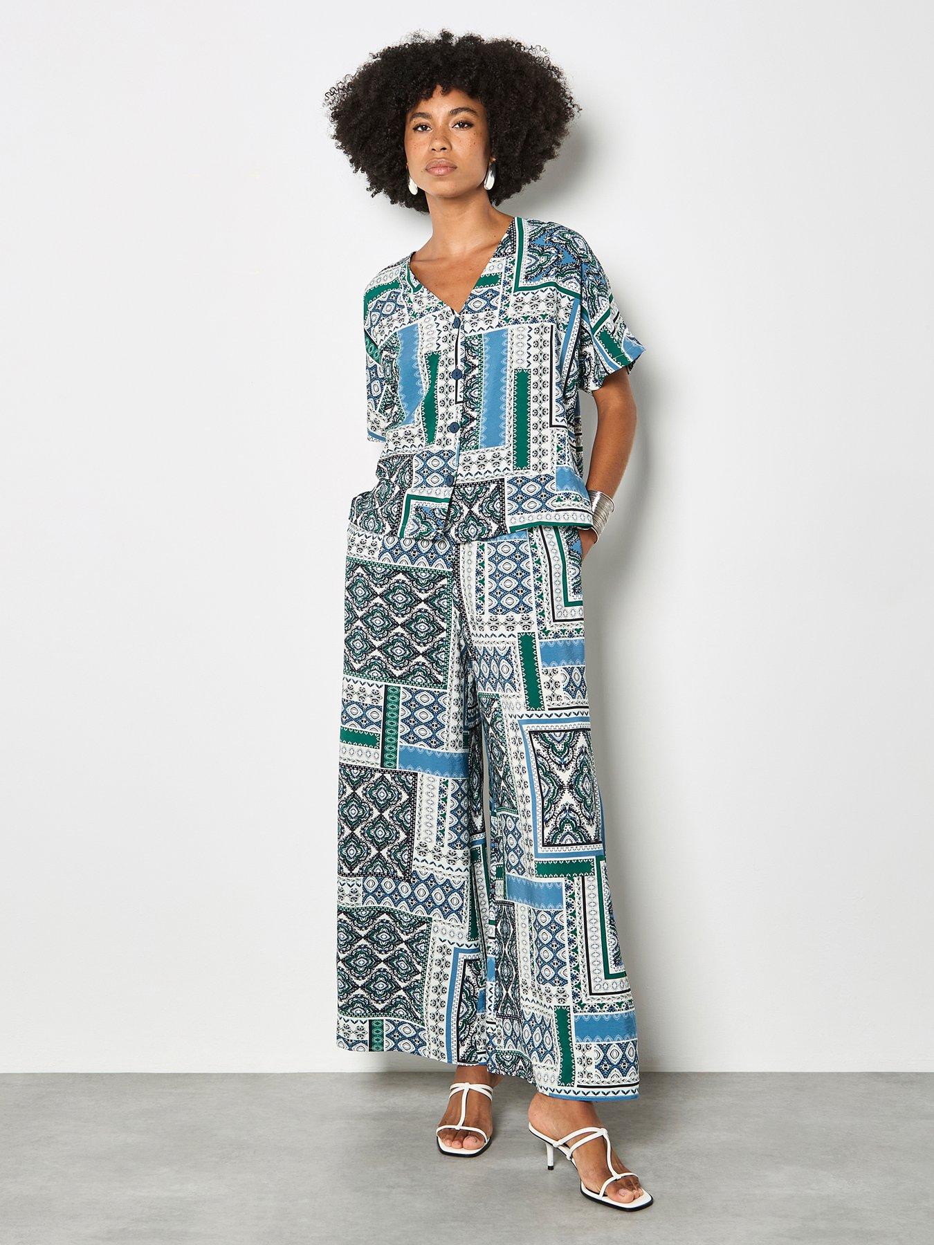 Apricot Apricot Scarf Print Side Split Trousers