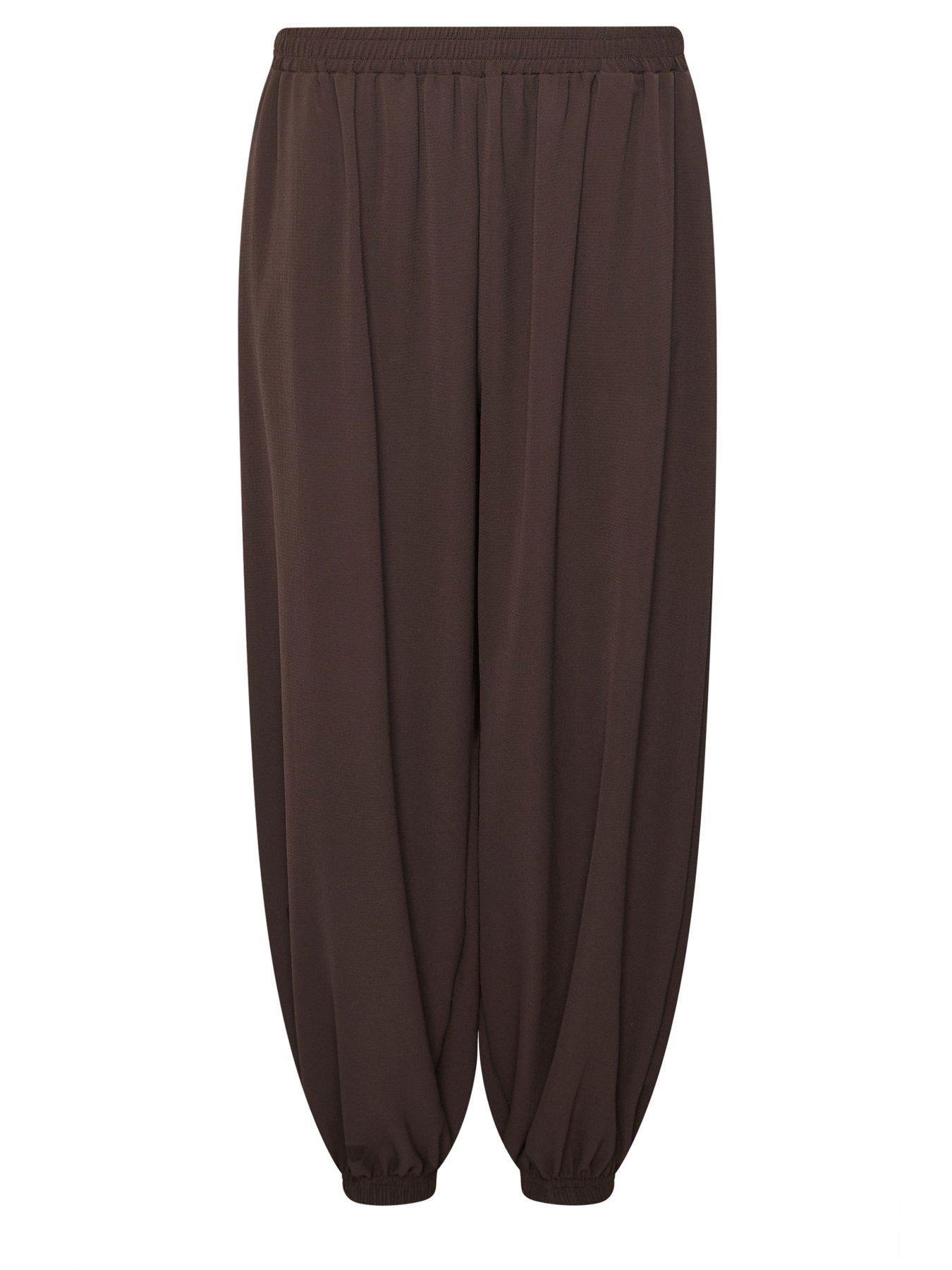  image of pixiegirl-petite-balloon-trousers-choc-brown