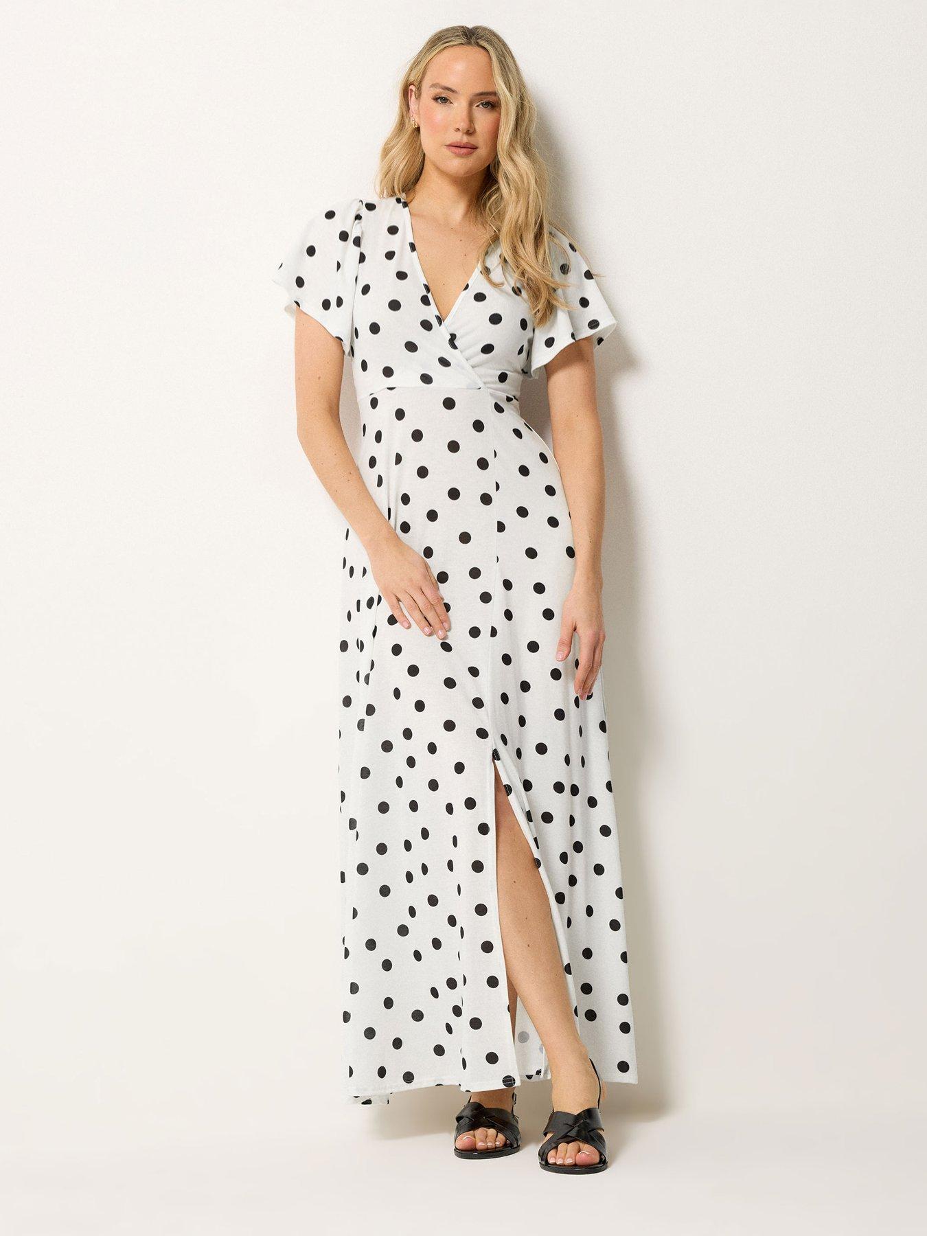 Long Tall Sally Spot Wrap Maxi Dress - White