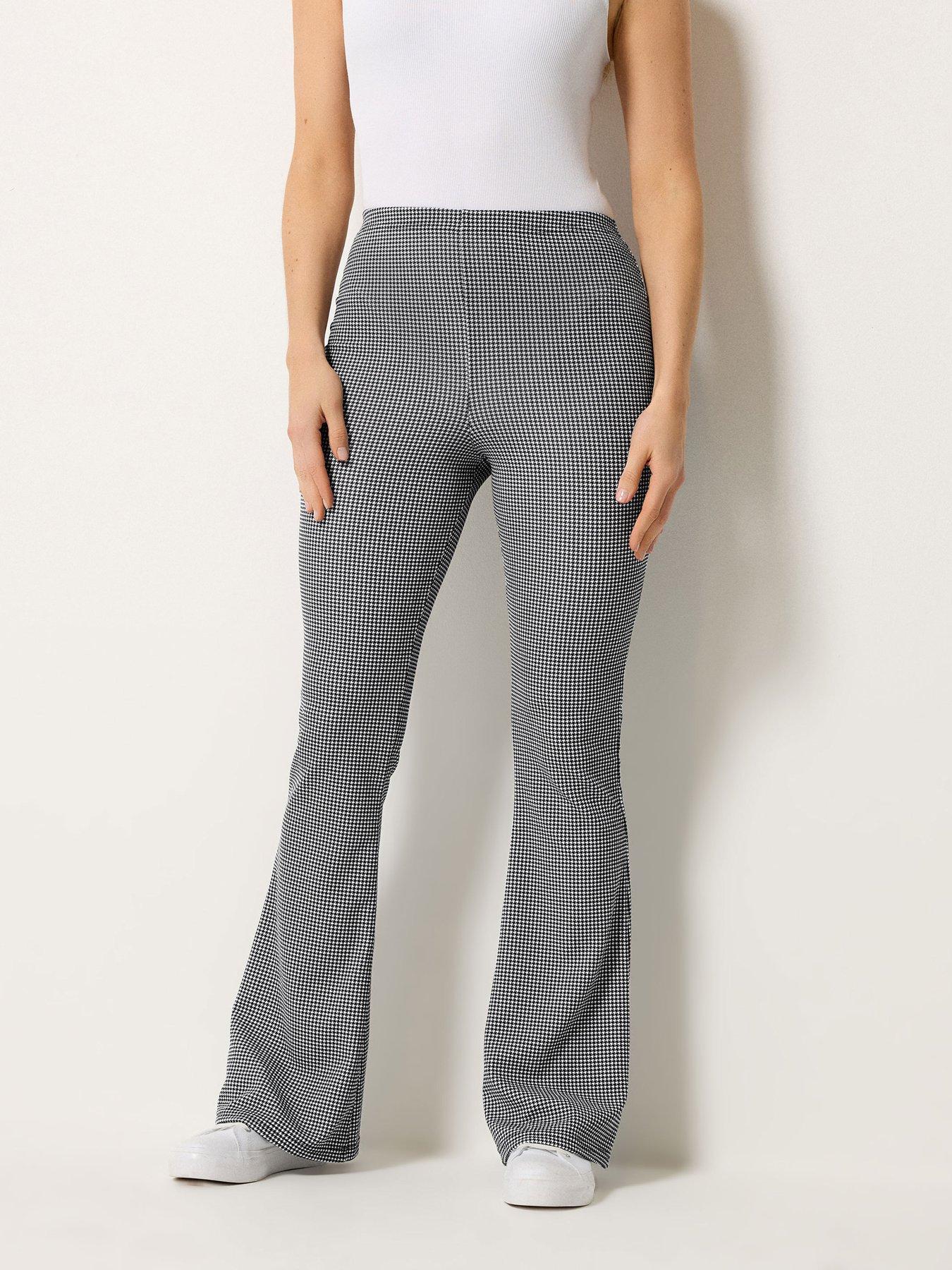 Image 1 of 5 of Long Tall Sally Check Kickflare Trouser 36" - Black