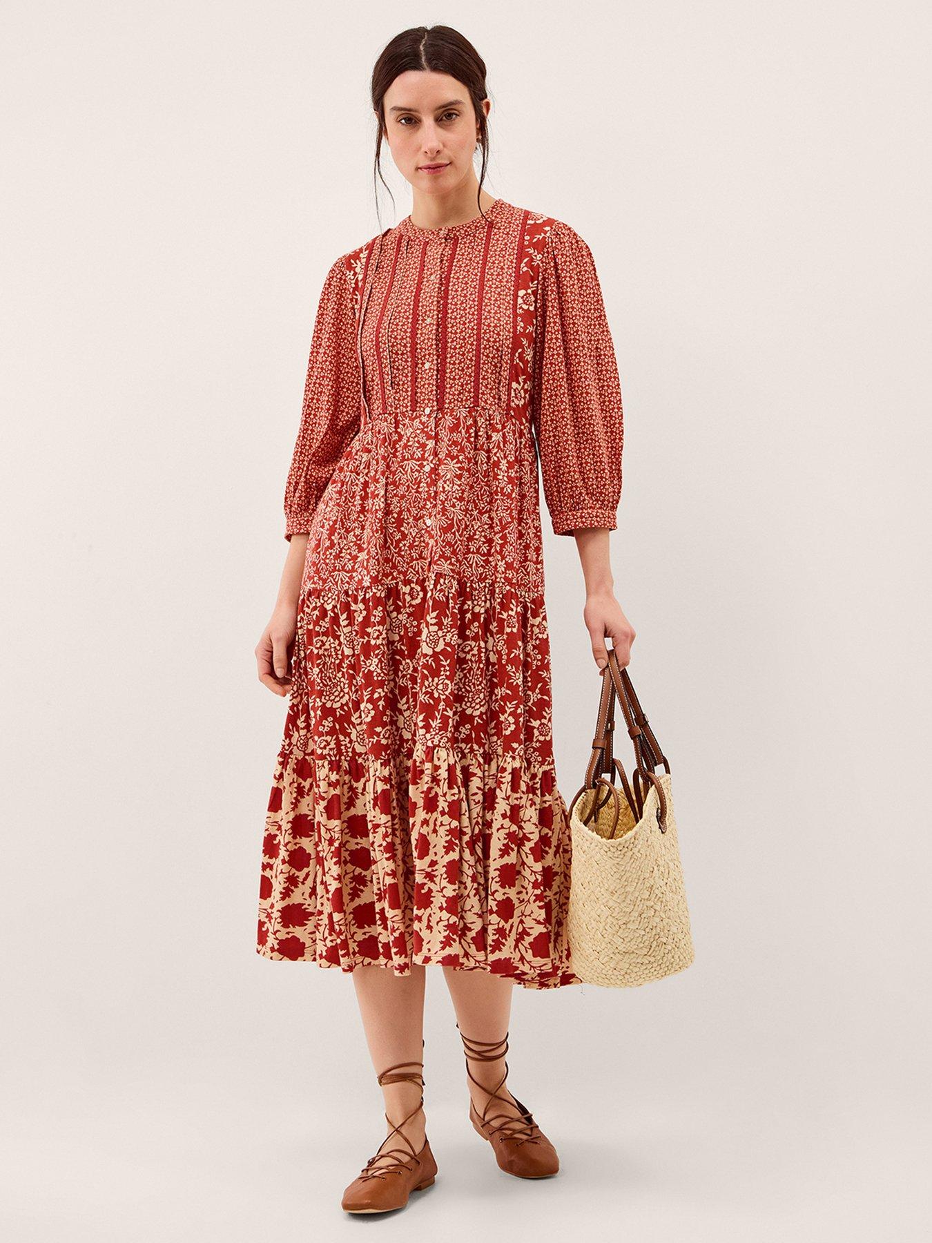 front image of monsoon-palmer-print-jersey-dress-red