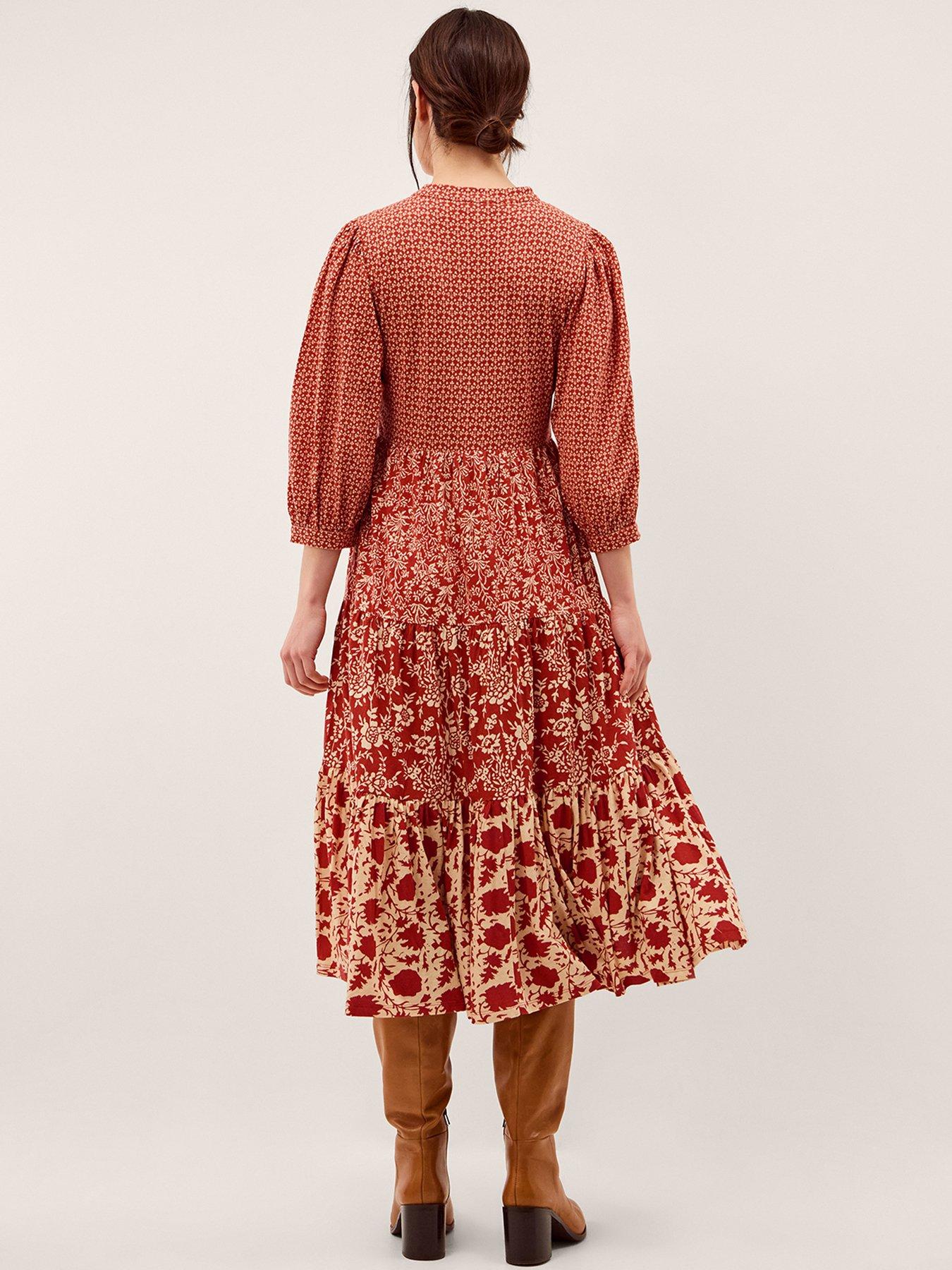  image of monsoon-palmer-print-jersey-dress-red