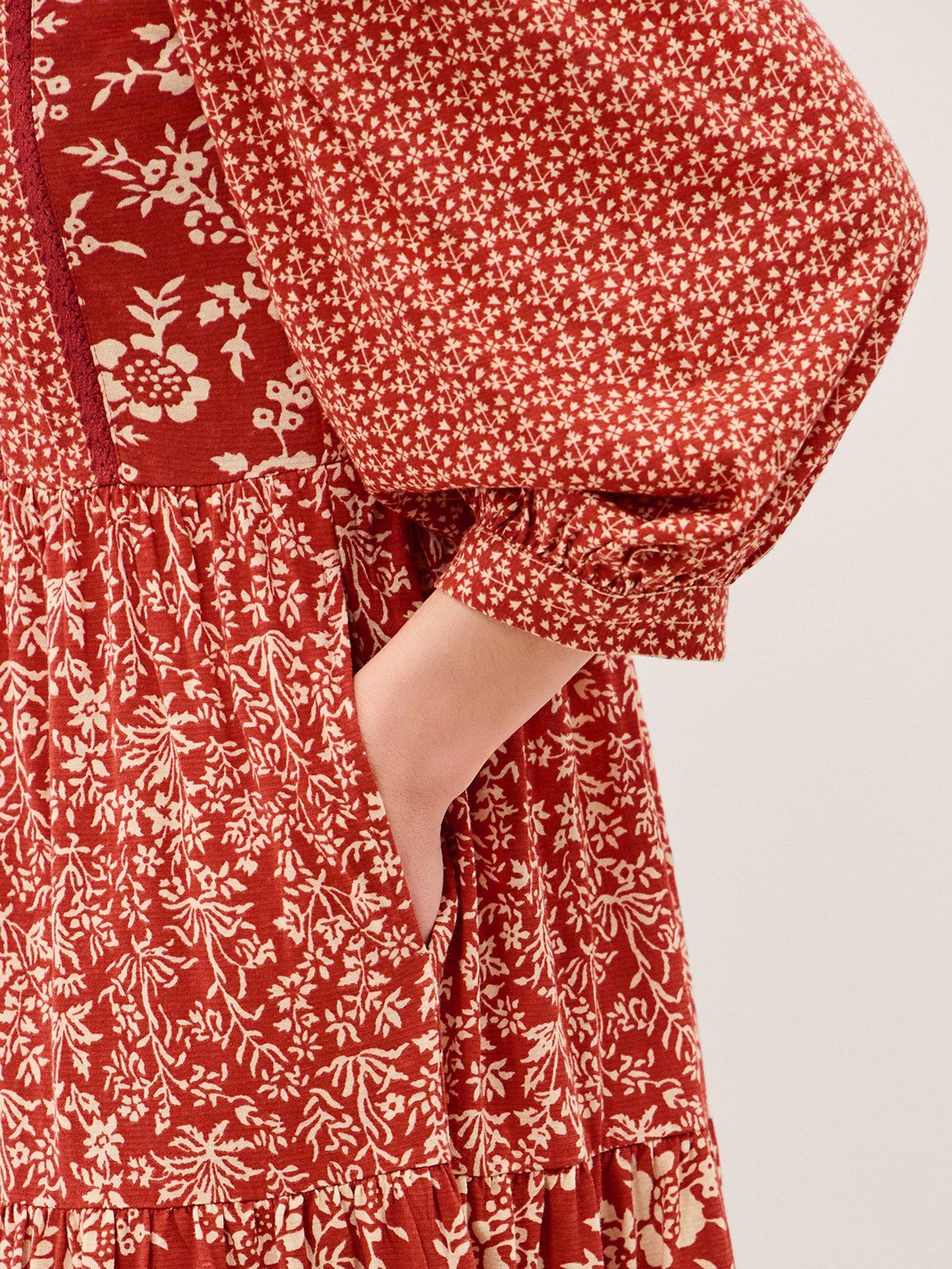  image of monsoon-palmer-print-jersey-dress-red