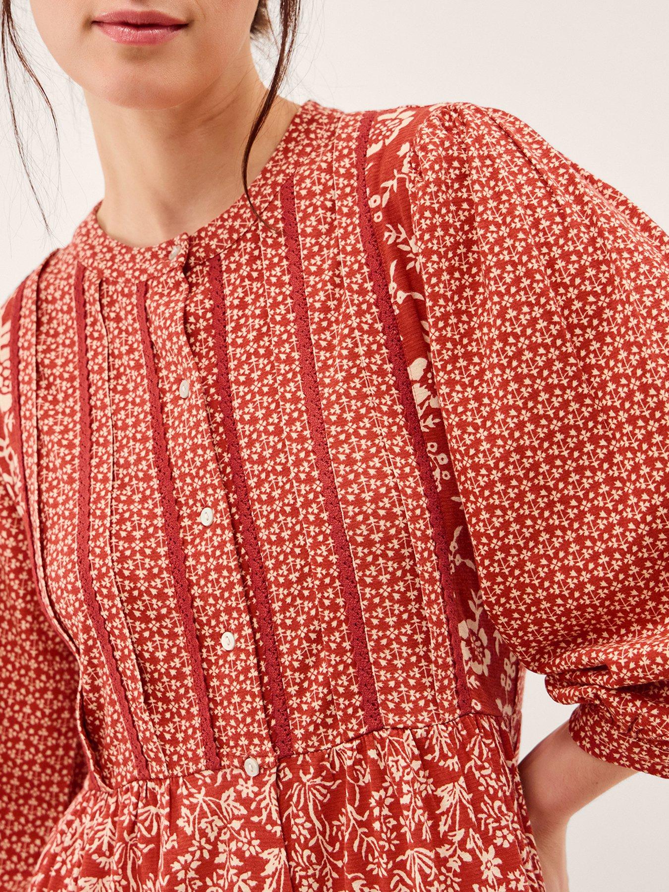  image of monsoon-palmer-print-jersey-dress-red